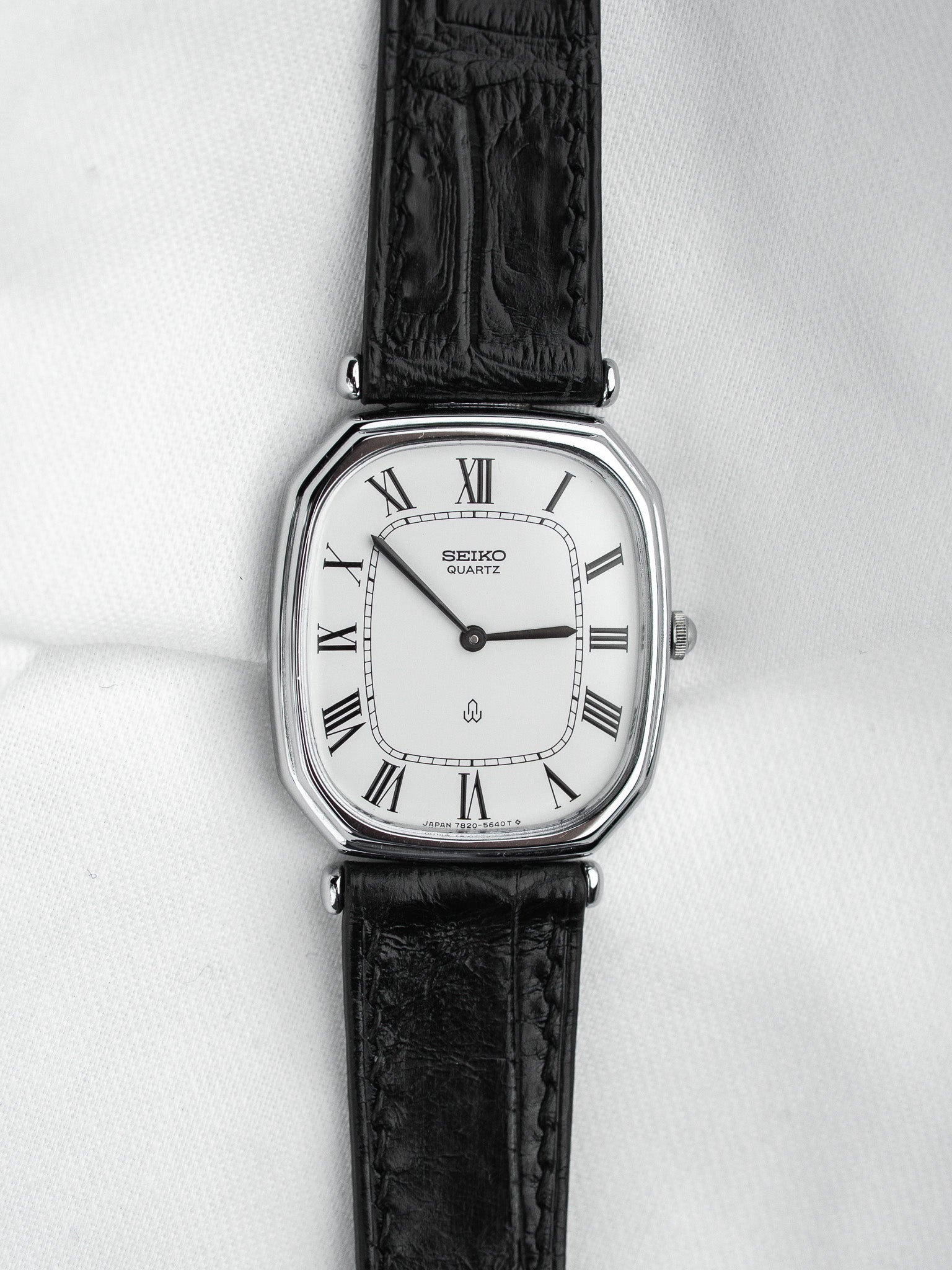 Seiko 7820-5480 Tonneau Acier — Cadran Blanc Romain (1989)