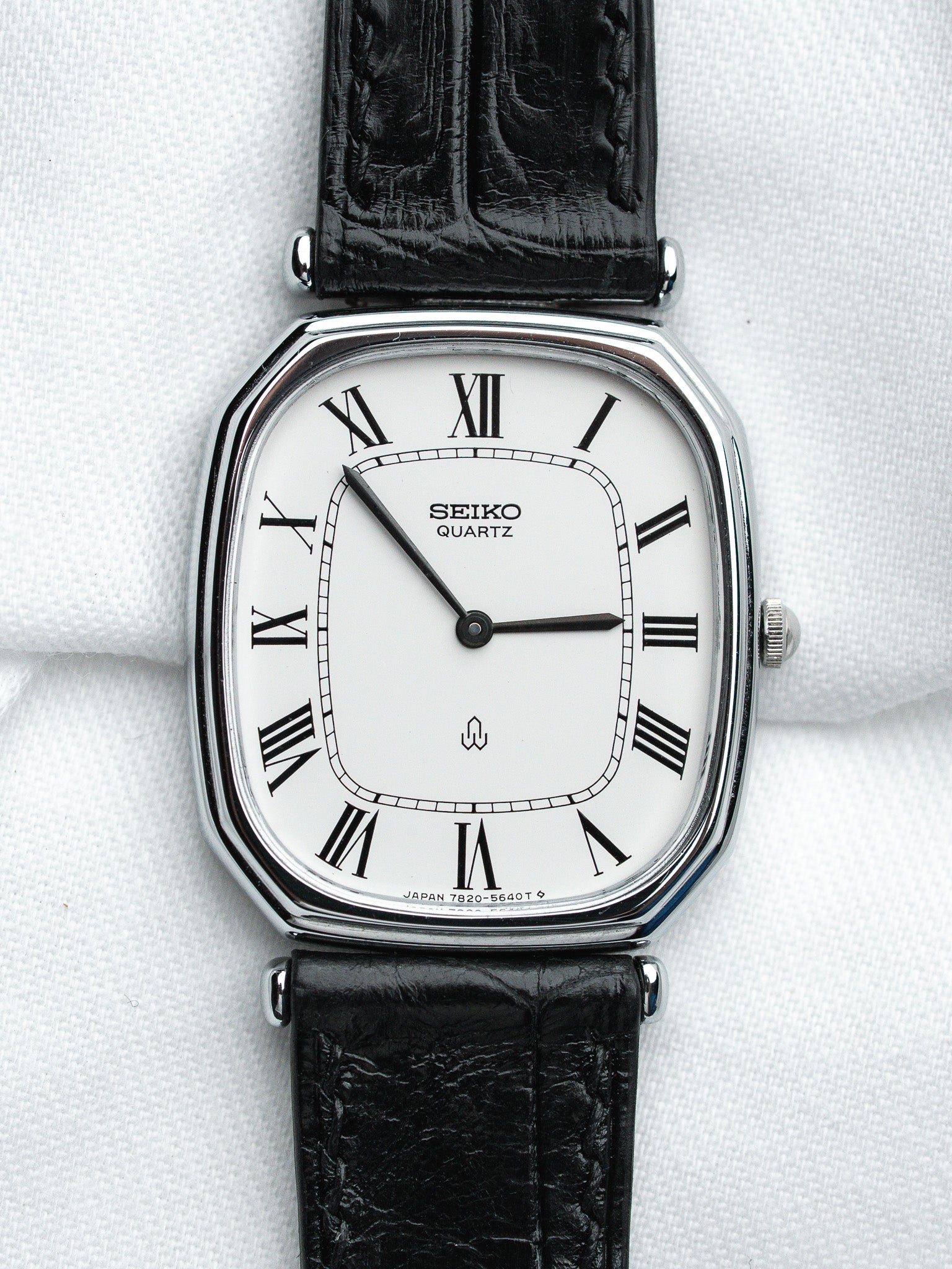 Seiko 7820-5480 Tonneau Acier — Cadran Blanc Romain (1989)
