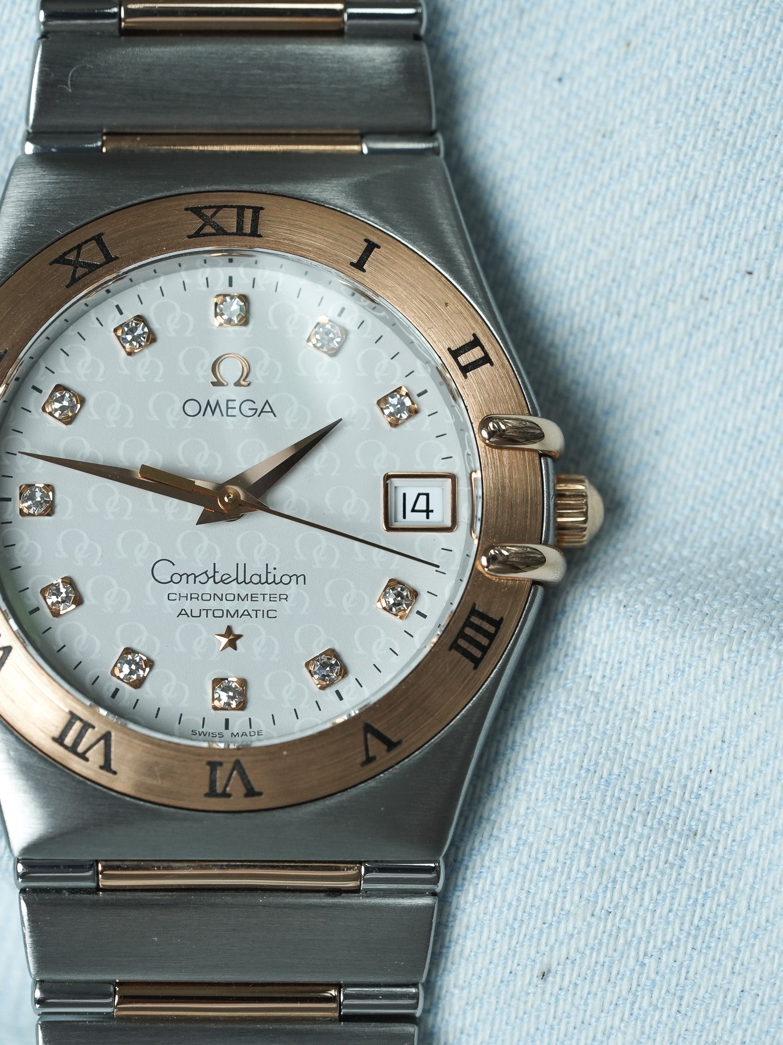Omega Watch Constellation 50th Anniversary 1304.35.00 - Stainless Steel Rose Gold Diamonds (2000s) 