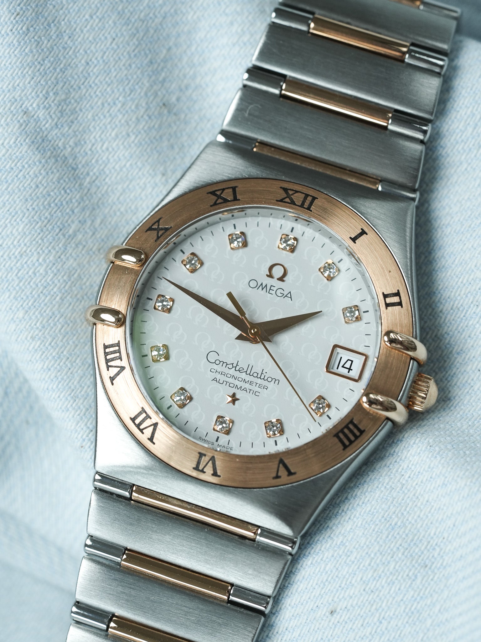 Omega Watch Constellation 50th Anniversary 1304.35.00 - Stainless Steel Rose Gold Diamonds (2000s) 