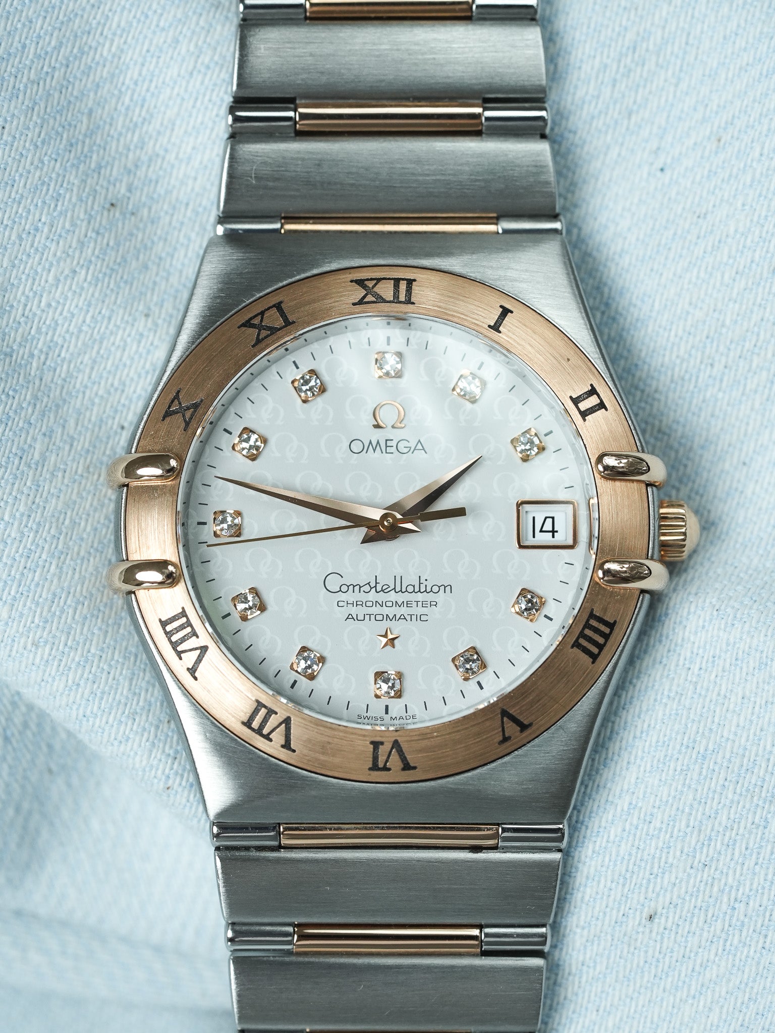 Omega Watch Constellation 50th Anniversary 1304.35.00 - Stainless Steel Rose Gold Diamonds (2000s) 