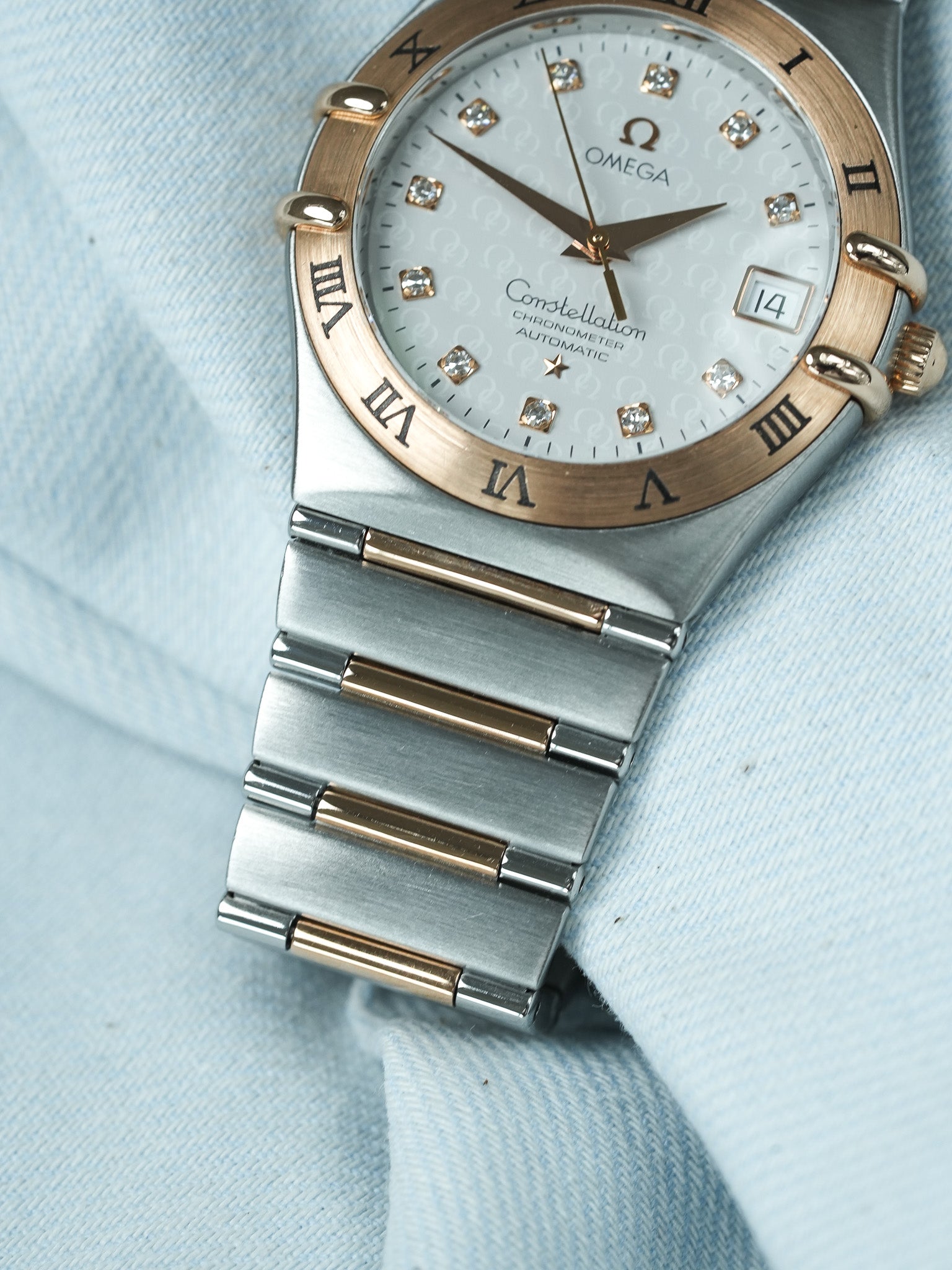 Omega Watch Constellation 50th Anniversary 1304.35.00 - Stainless Steel Rose Gold Diamonds (2000s) 