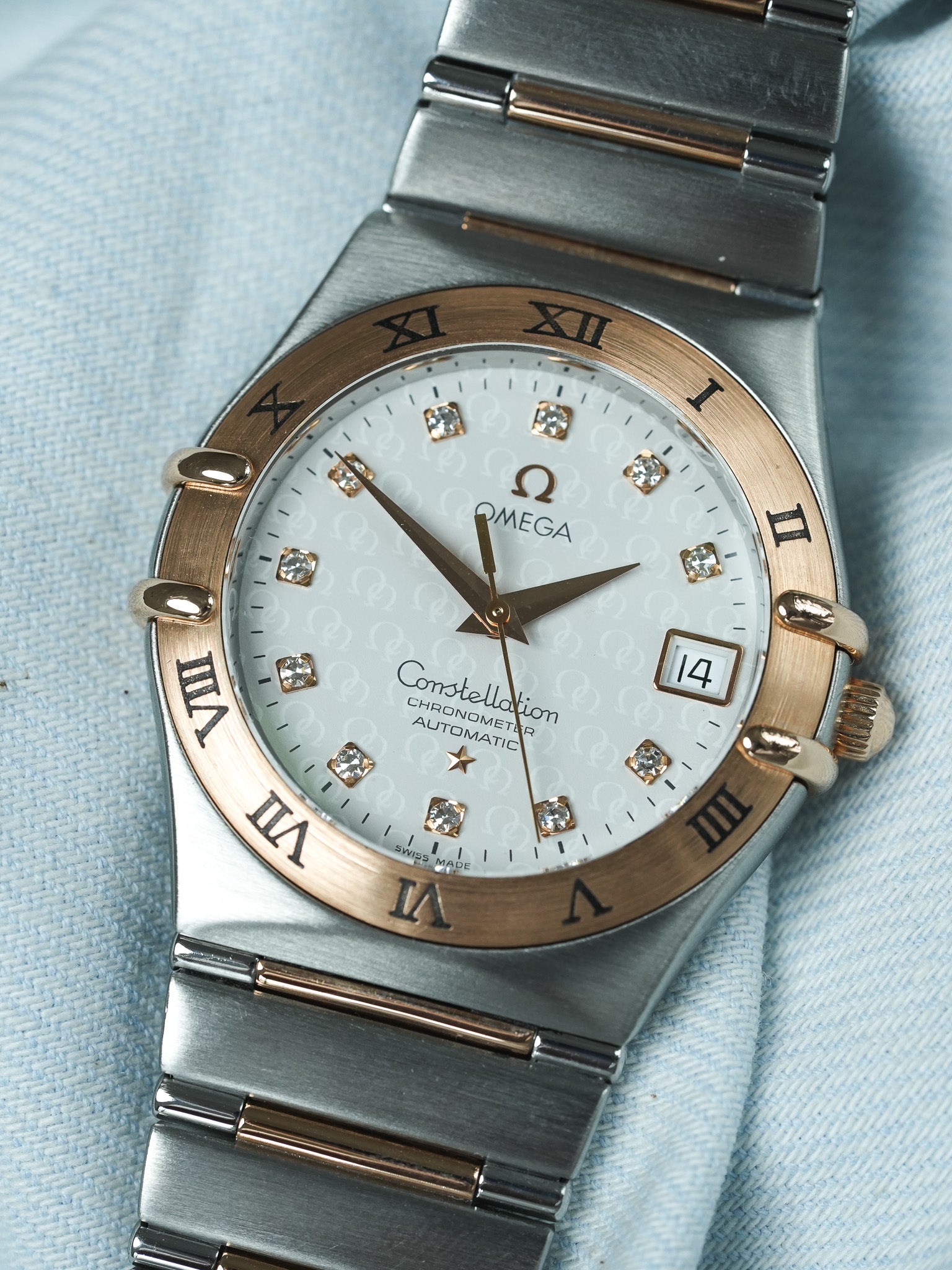 Omega Watch Constellation 50th Anniversary 1304.35.00 - Stainless Steel Rose Gold Diamonds (2000s) 