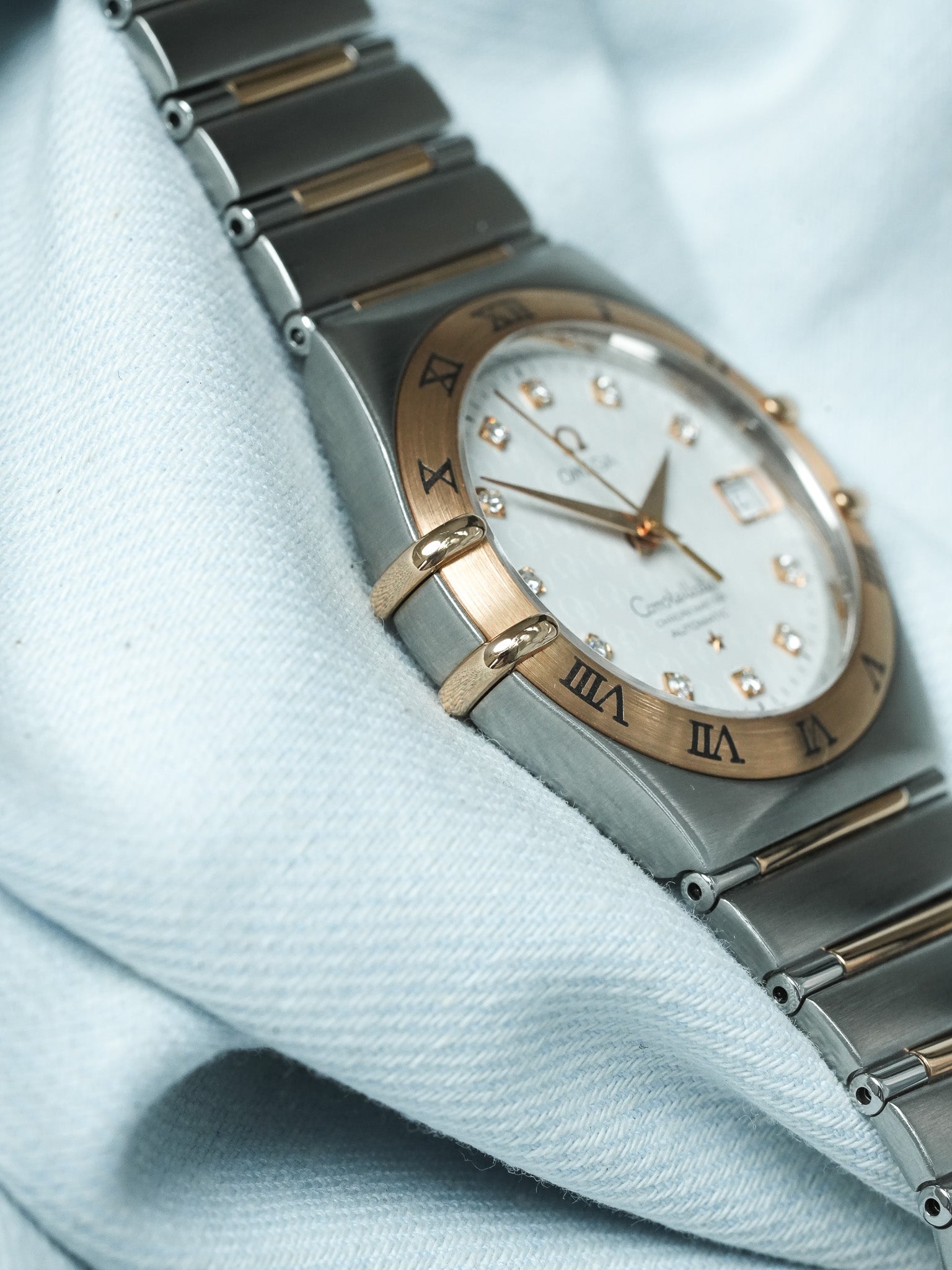 Omega Watch Constellation 50th Anniversary 1304.35.00 - Stainless Steel Rose Gold Diamonds (2000s) 