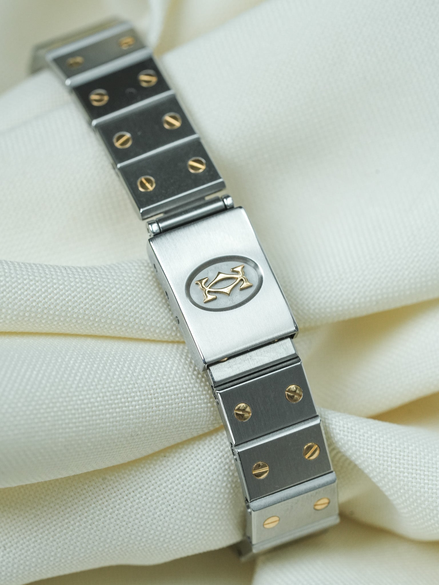 Montre Cartier Santos Vintage - Octogonale 24mm Acier Or Quartz Femme (Années 1990)