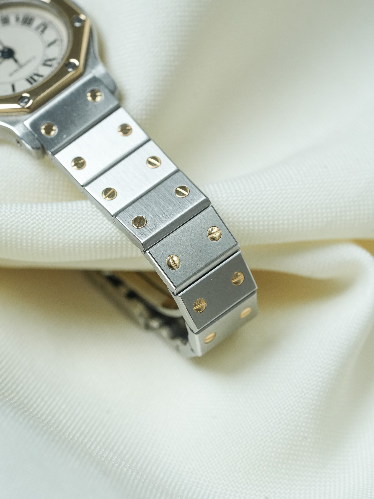 Montre Cartier Santos Vintage - Octogonale 24mm Acier Or Quartz Femme (Années 1990)