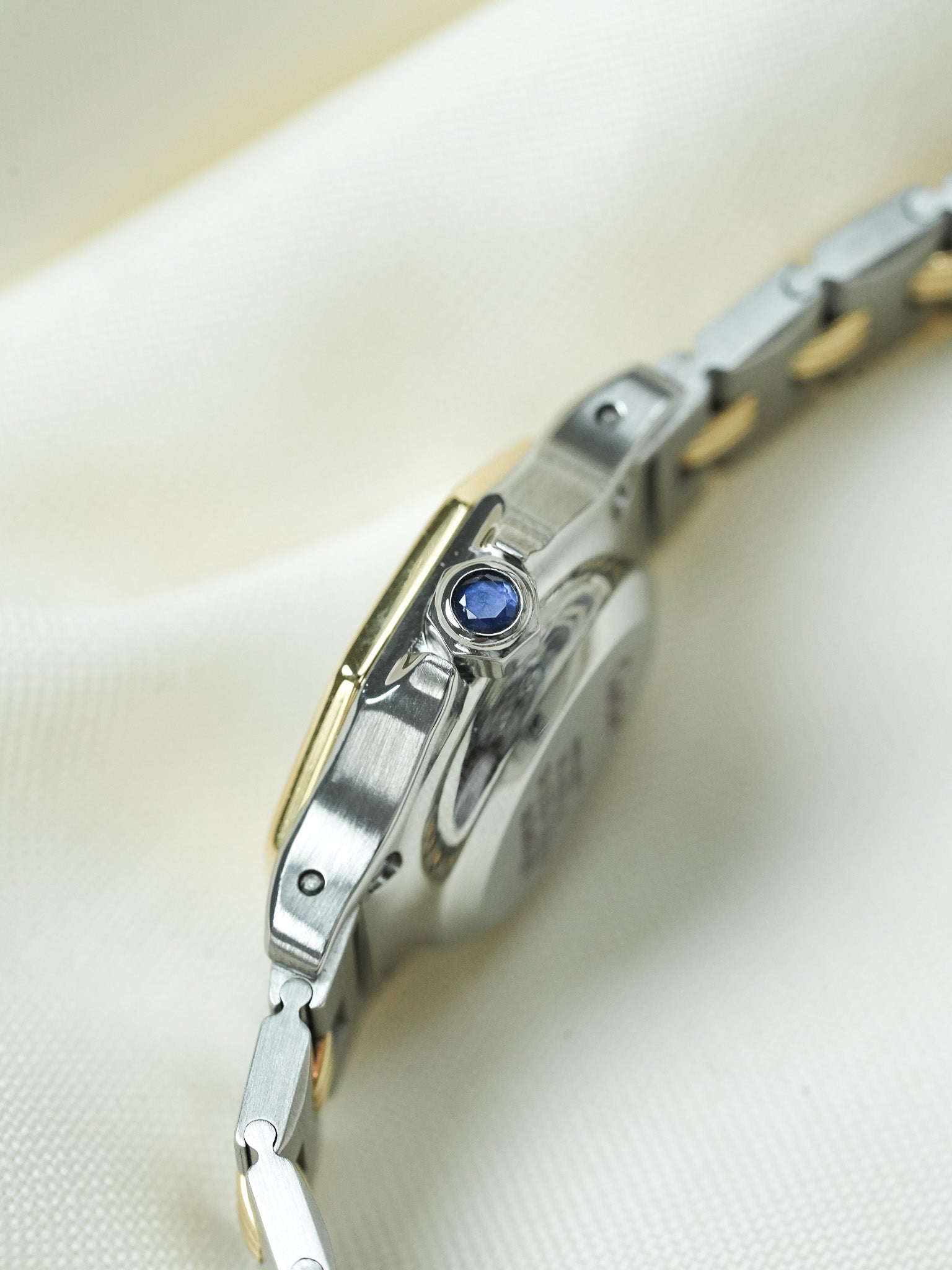 Montre Cartier Santos Vintage - Octogonale Godron 24mm Acier Or Femme (Années 1980)