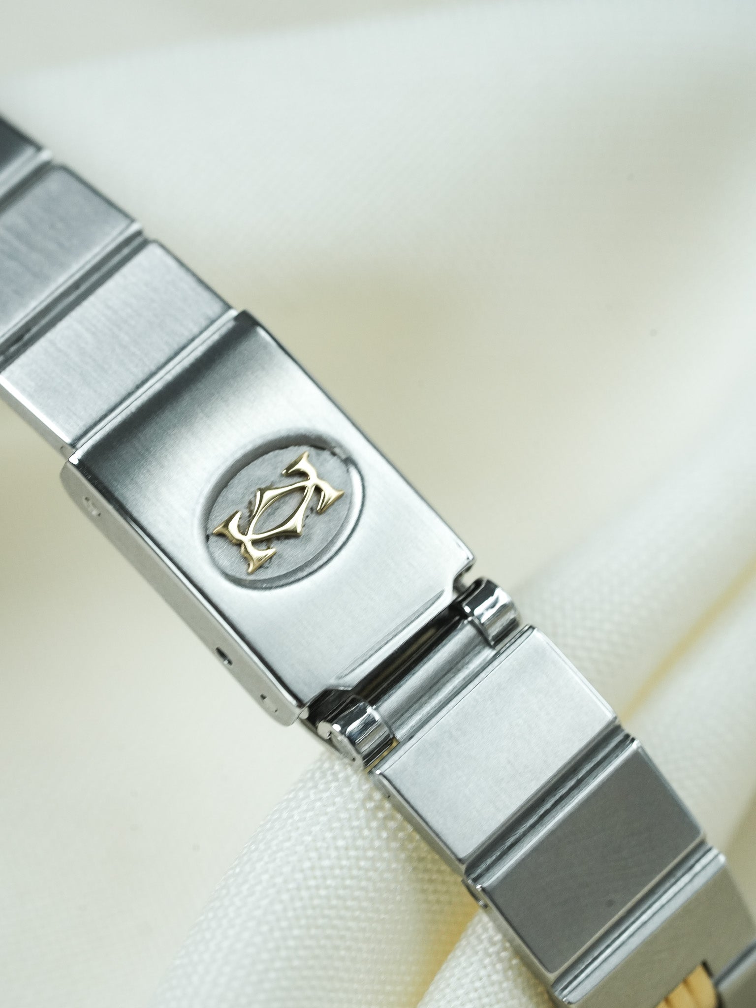 Montre Cartier Santos Vintage - Octogonale Godron 24mm Acier Or Femme (Années 1980)