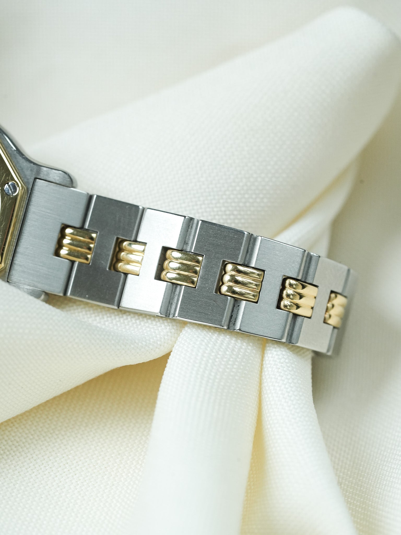 Montre Cartier Santos Vintage - Octogonale Godron 24mm Acier Or Femme (Années 1980)