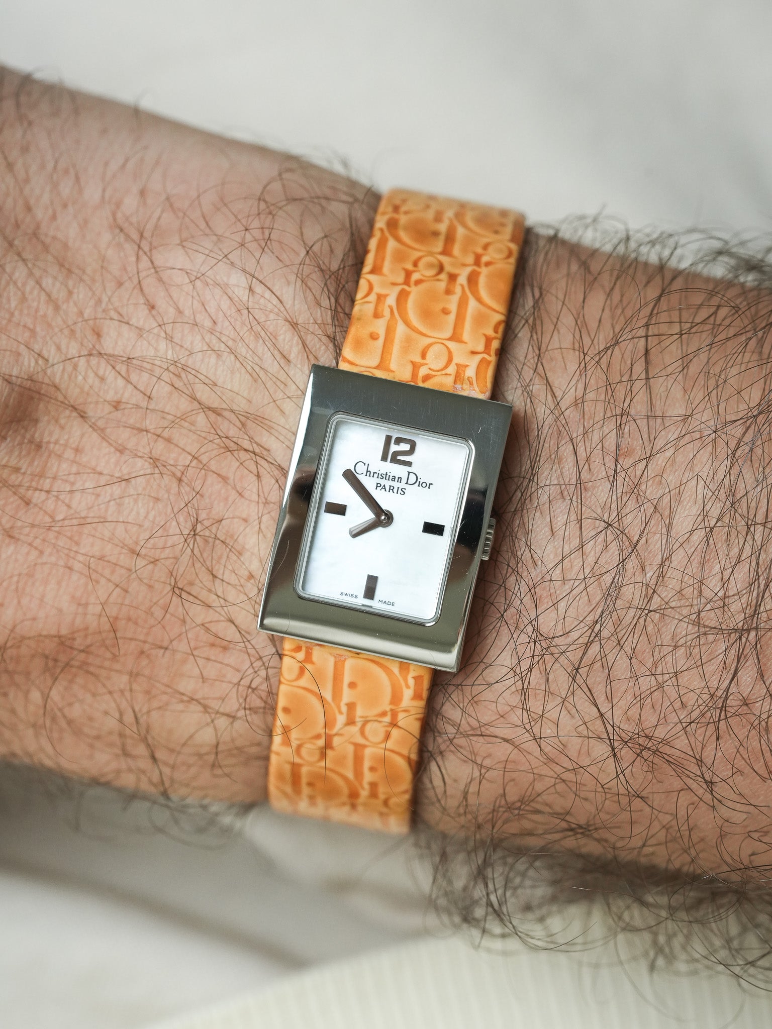 Orologio Dior Vintage - Tank Bracciale in Madreperla CD Giallo (Anni 2000) 