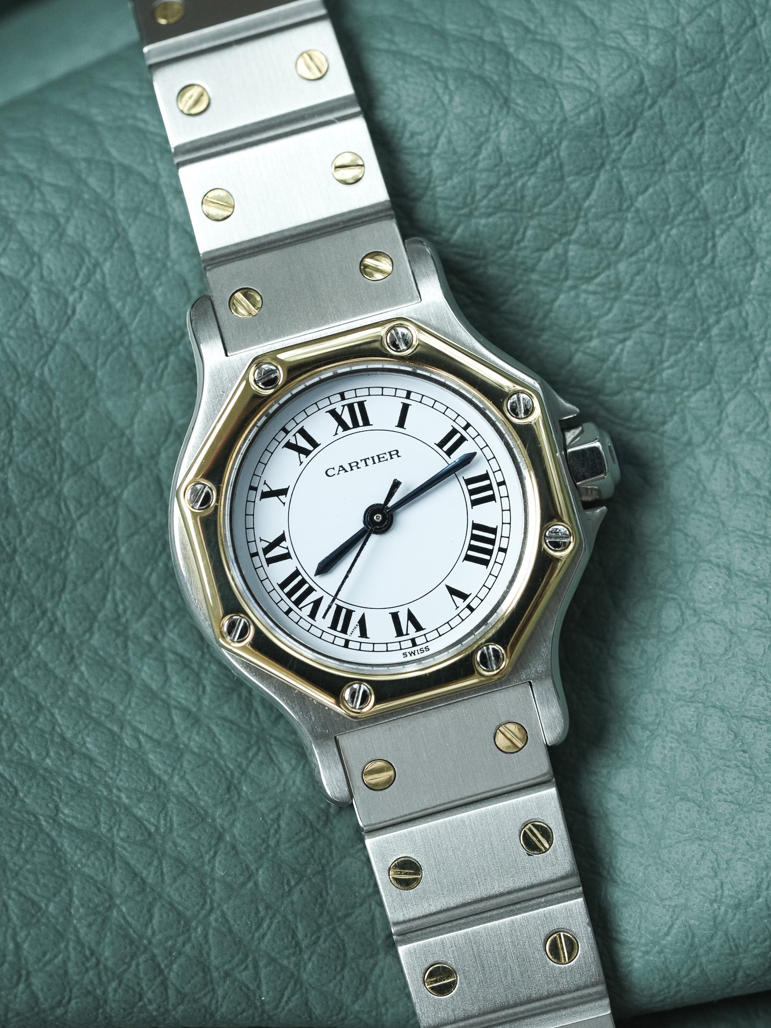 Montre Cartier Santos Vintage - Octogonale 24mm Acier Or Automatique Femme (Années 1980)