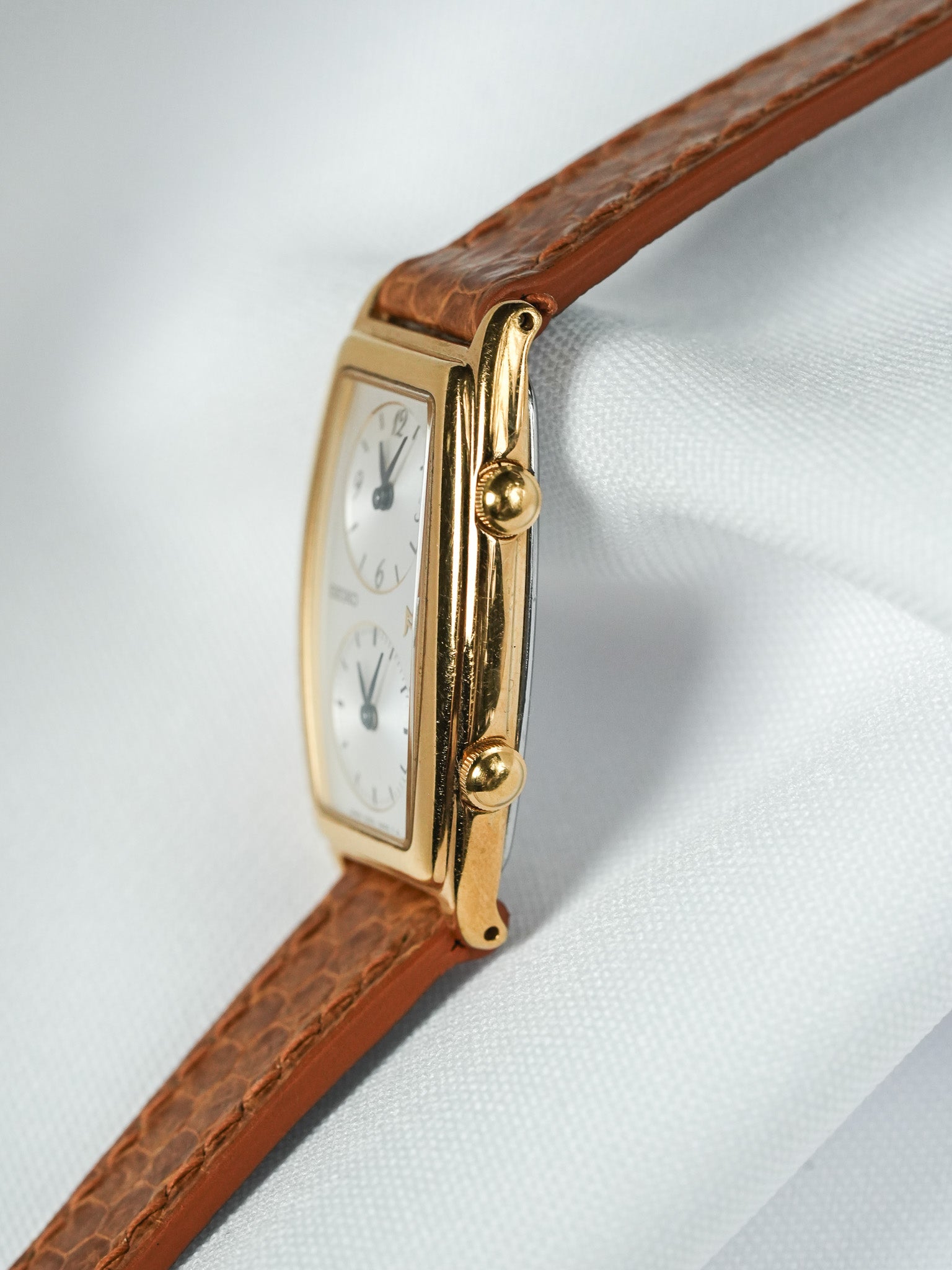 Vintage Seiko Watch - Tank "Dual Time" Gold-Plated (1995) 