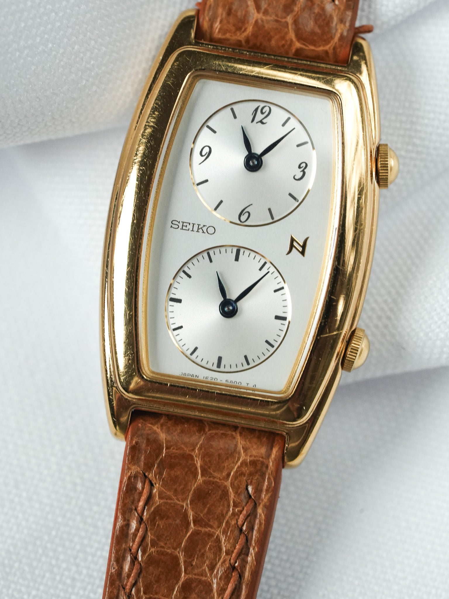 Vintage Seiko Watch - Tank "Dual Time" Gold-Plated (1995) 