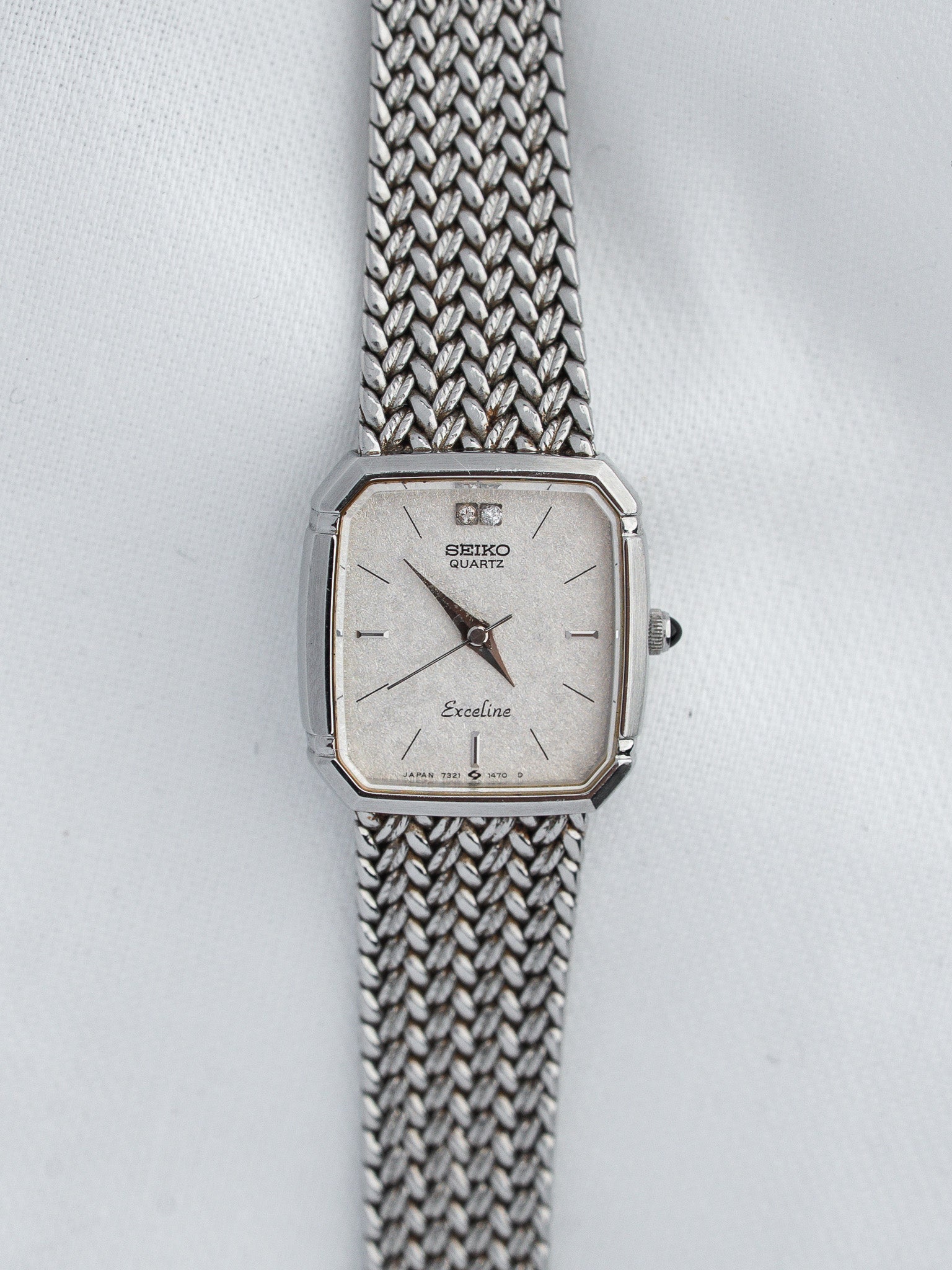 Seiko Vintage Exceline ساعة 7321-5910 — شبكية مضفّرة (1987) 