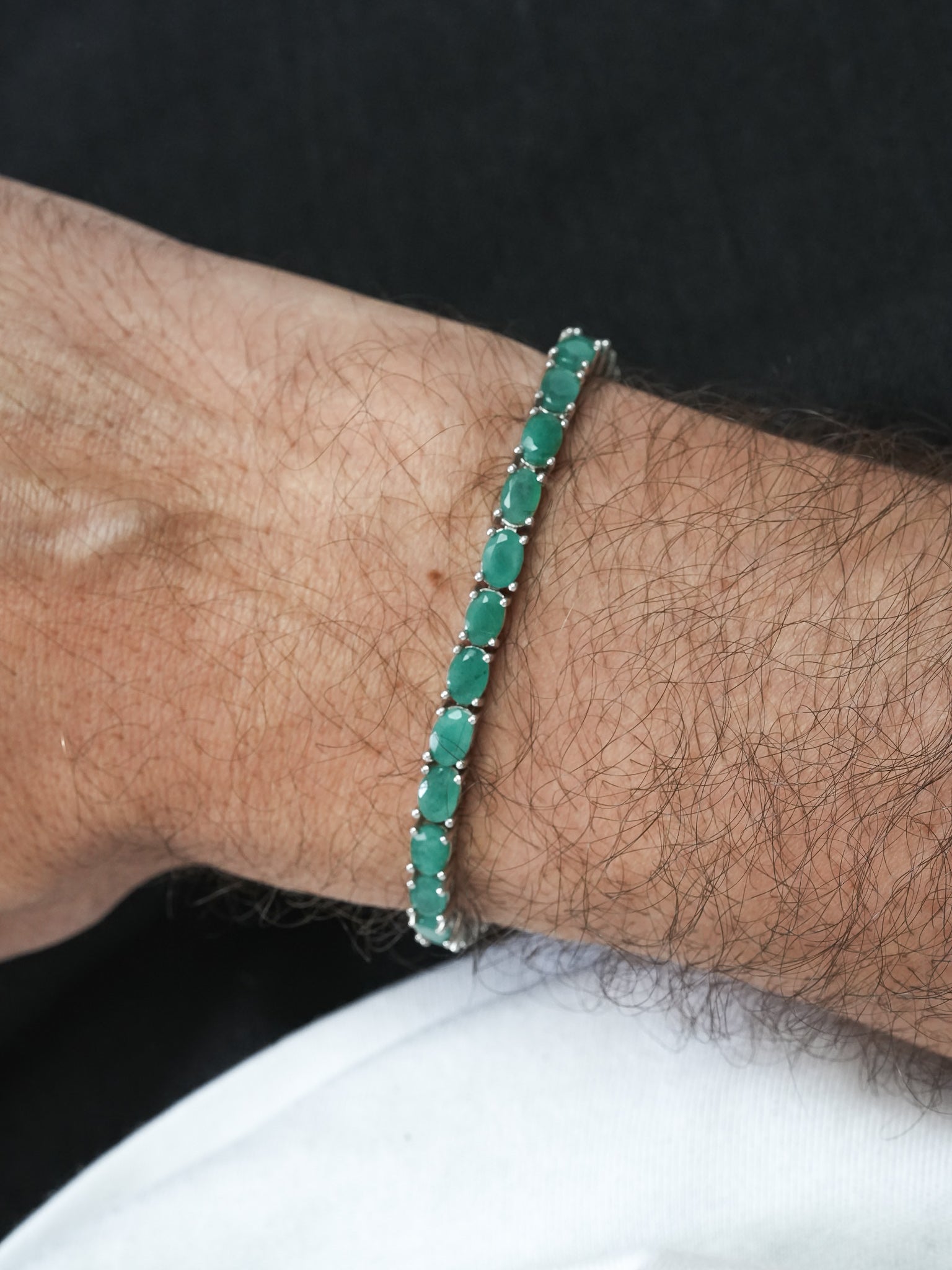 Bracelet Tennis Isarn Argent 925 & Emeraude - Moyen Modèle - Atelier Victor