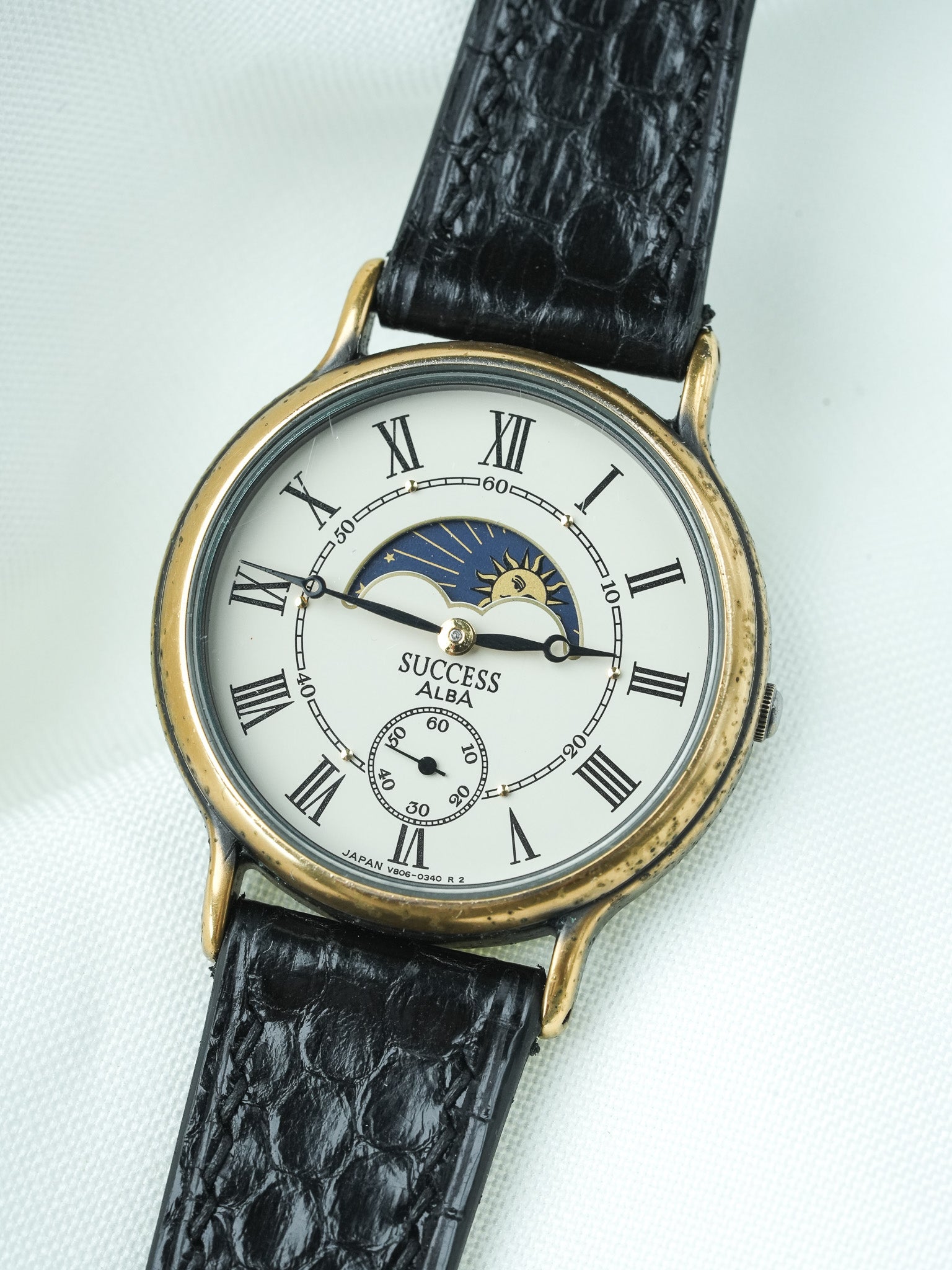 Montre Alba (Seiko) Vintage - Phase de lune Patine Ancien (1982) - Atelier Victor