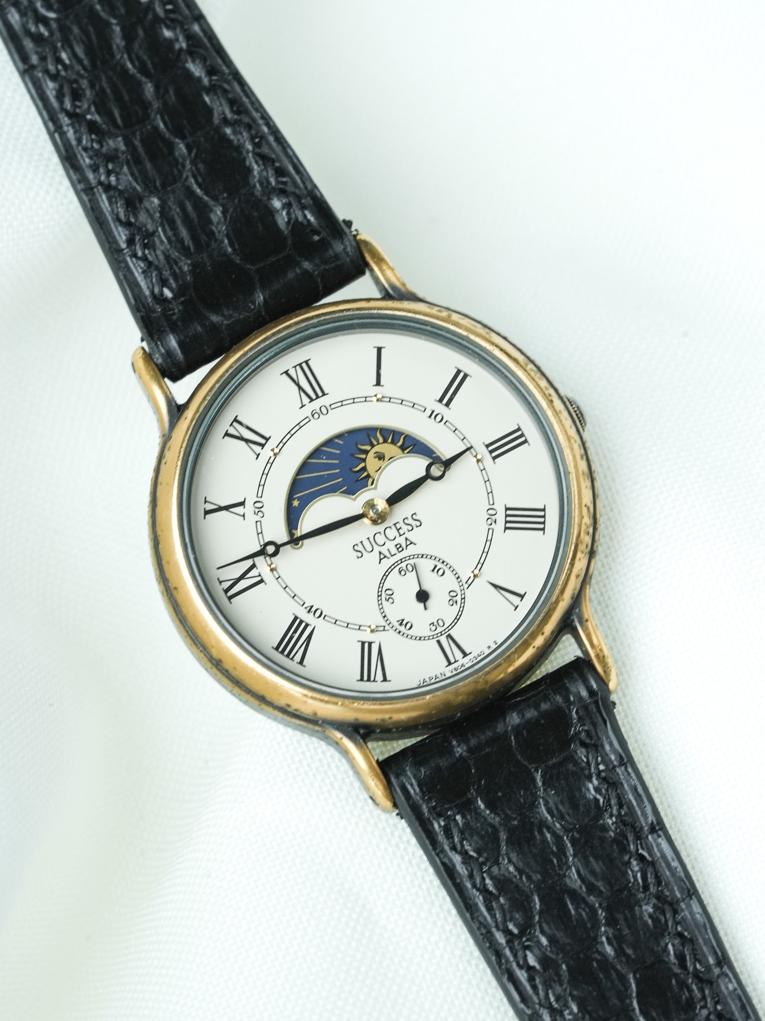 Montre Alba (Seiko) Vintage - Phase de lune Patine Ancien (1982) - Atelier Victor