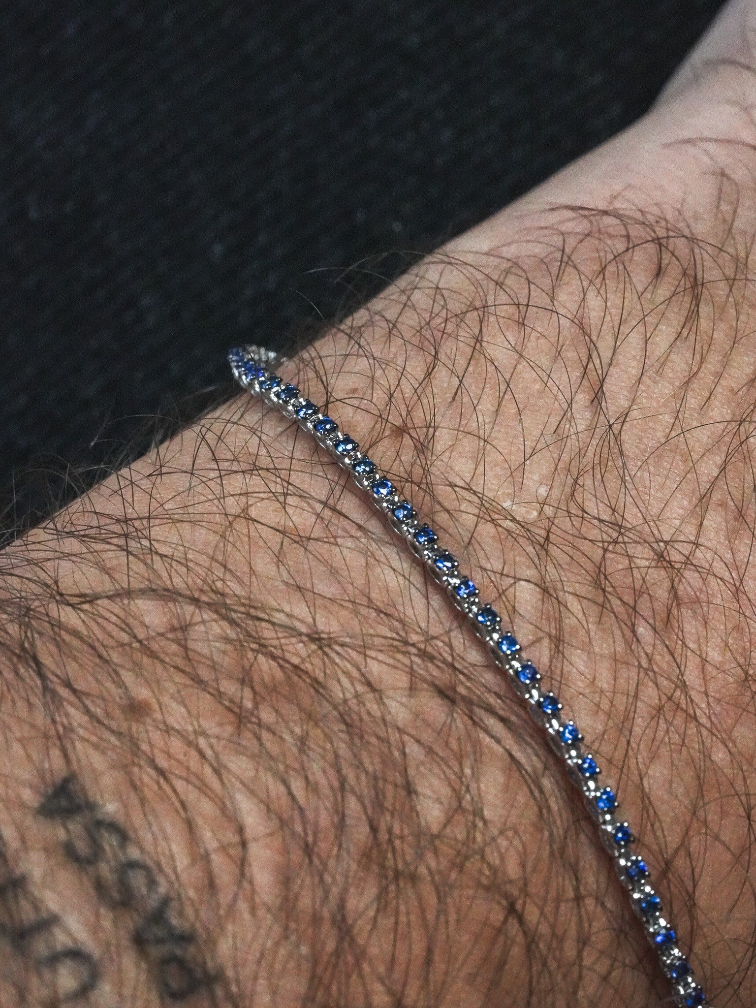 Pulsera Tennis Marcel - Zafiro y Oro Blanco - Modelo Pequeño 