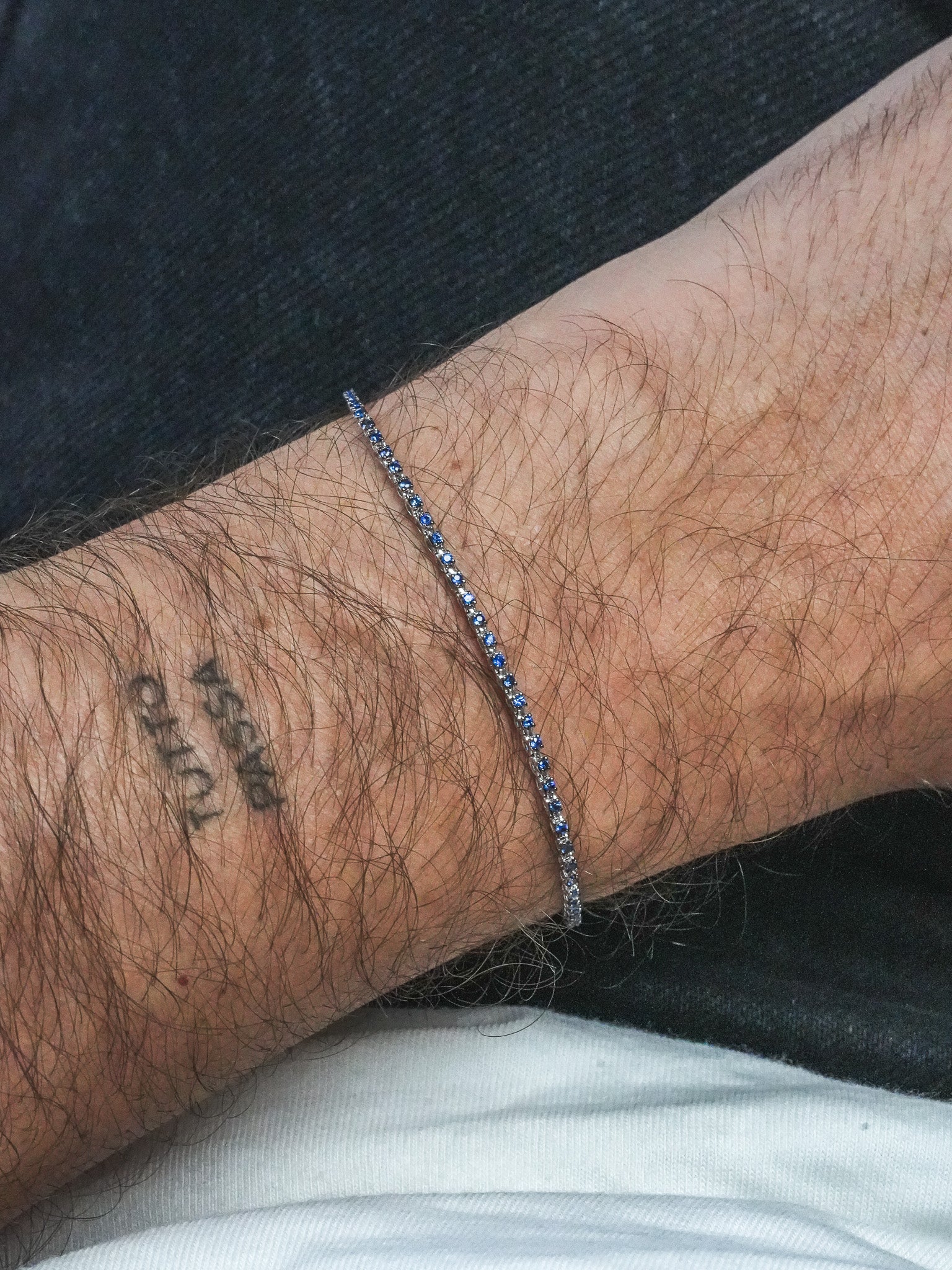 Pulsera Tennis Marcel - Zafiro y Oro Blanco - Modelo Pequeño 