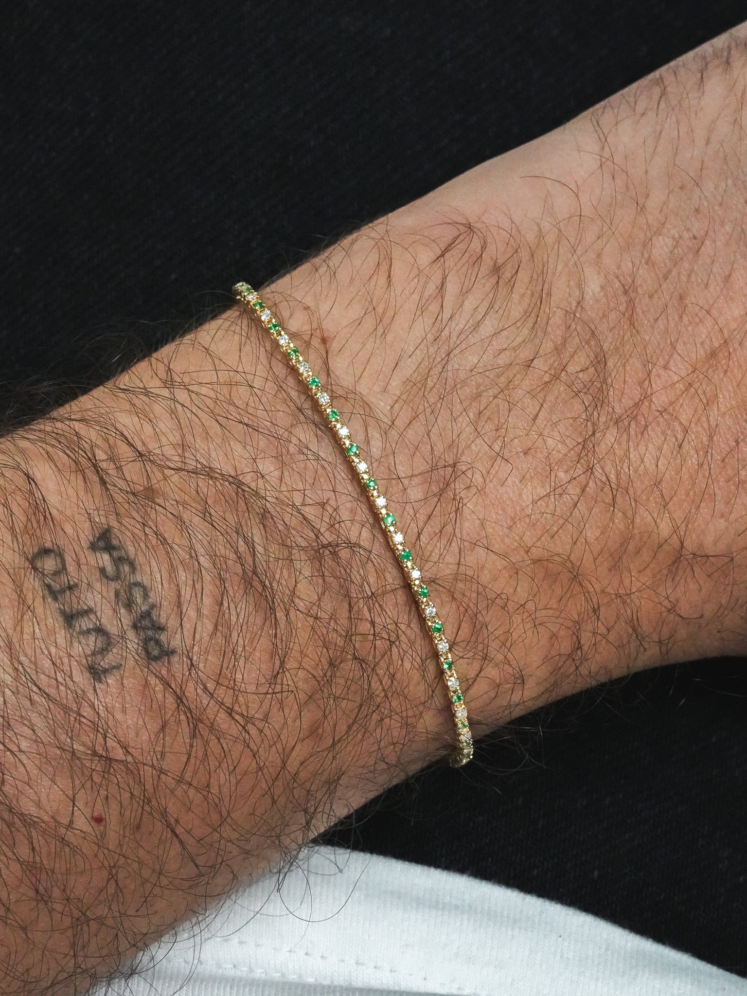 Pulsera Tennis Marcel - Esmeralda y Diamante - Modelo Pequeño 