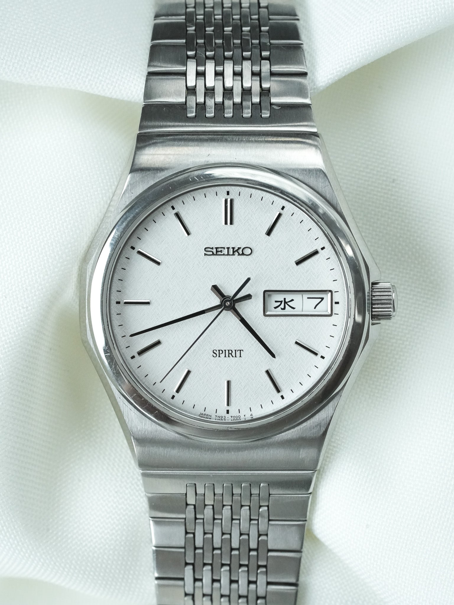 Montre Seiko Spirit Vintage - Daydate Kanji Acier Chevron (1998)