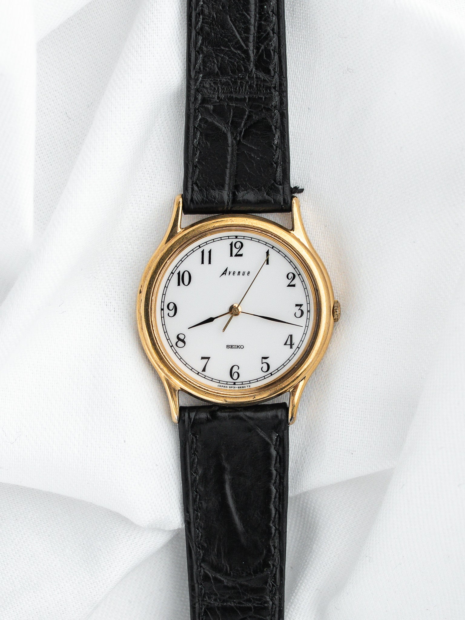 Seiko Avenue 5P31-6D00 — Plaqué Or Cadran Chiffres Arabes (1990)