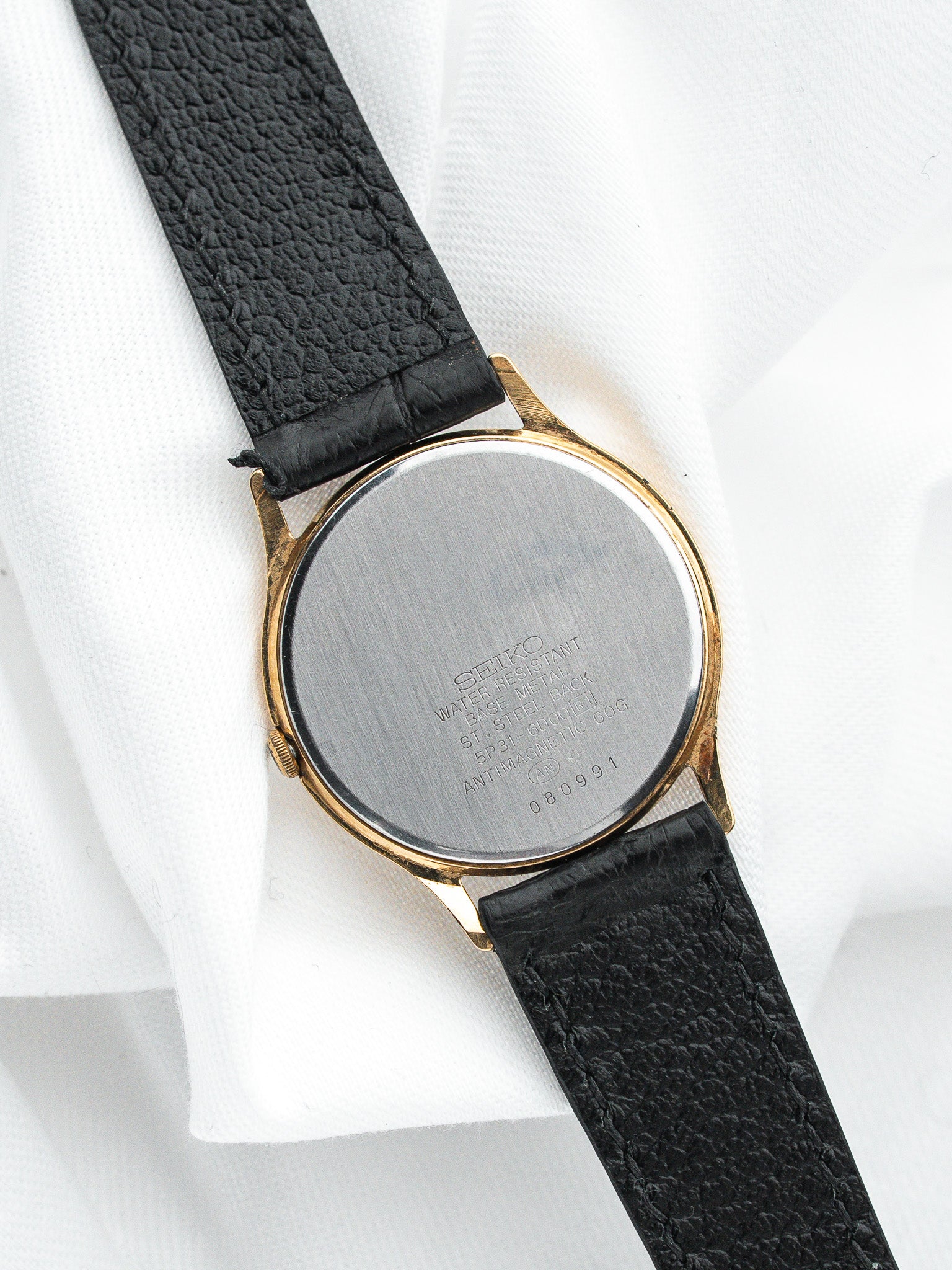 Seiko Avenue 5P31-6D00 — Plaqué Or Cadran Chiffres Arabes (1990)