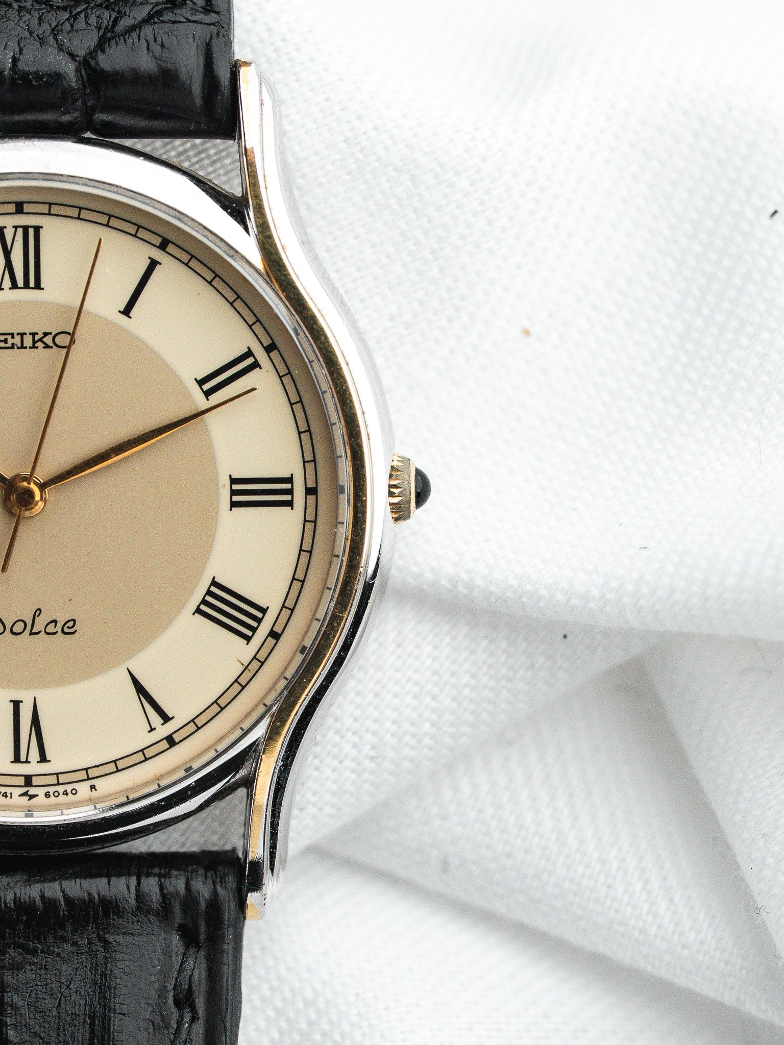 Seiko Dolce 7741-6030 Acier — Cadran Bi-ton Chiffres Romains (1988)