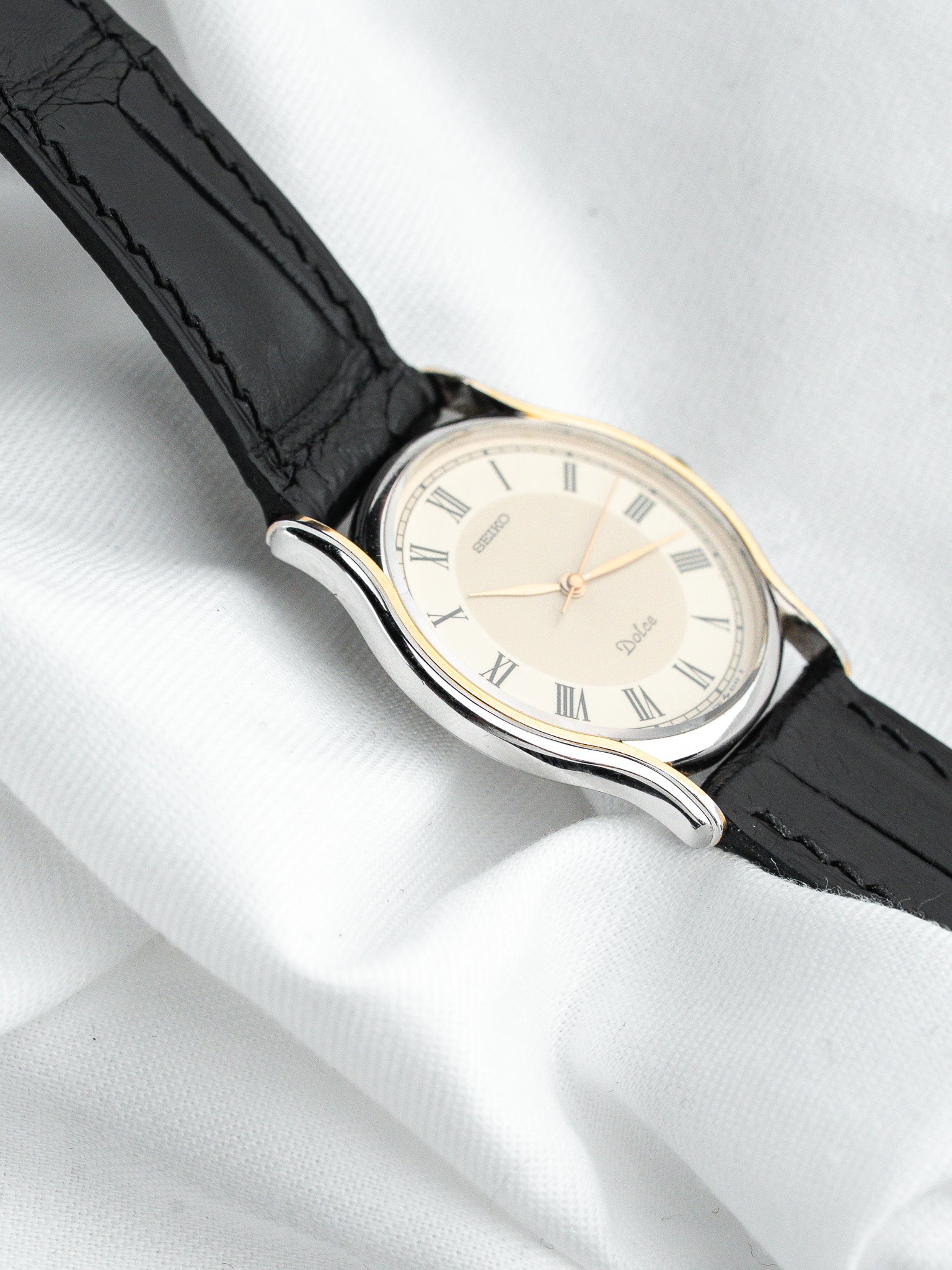 Seiko Dolce 7741-6030 Acier — Cadran Bi-ton Chiffres Romains (1988)