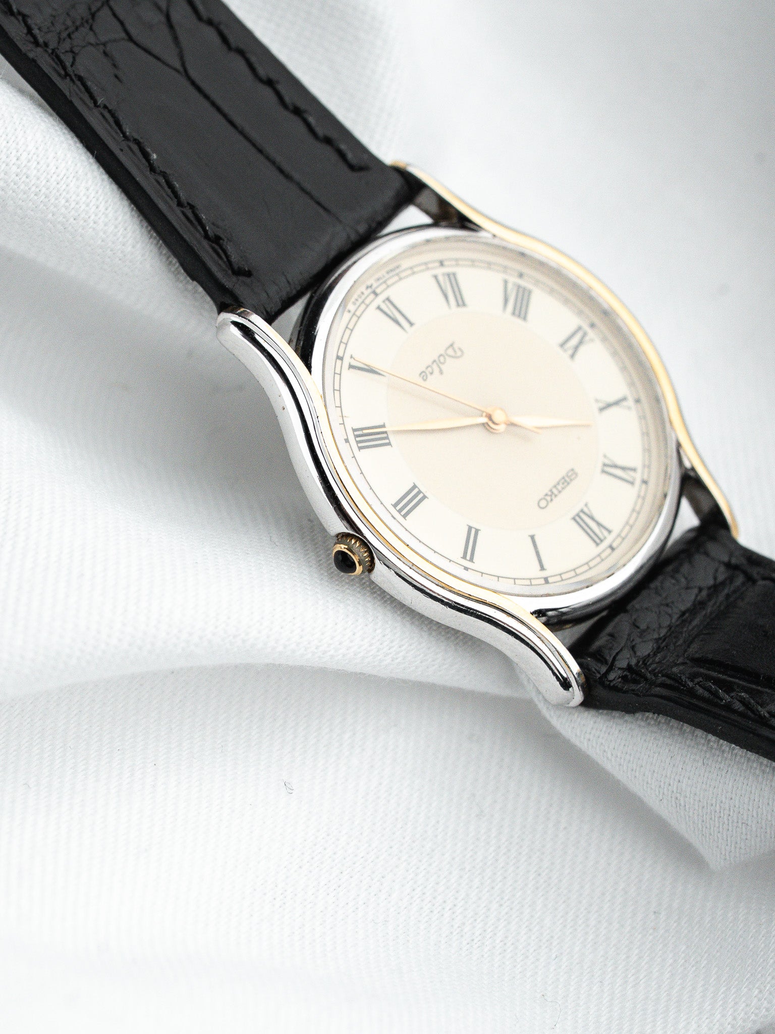 Seiko Dolce 7741-6030 Acier — Cadran Bi-ton Chiffres Romains (1988)
