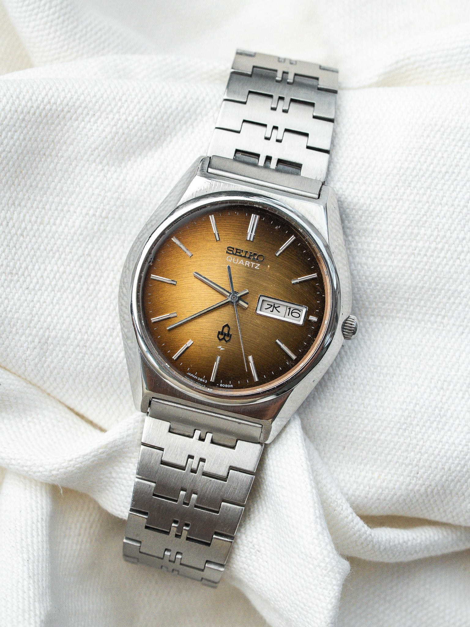 ساعة Seiko فينتاج - بني مشمس كانجي 0843-8080 (1976) 