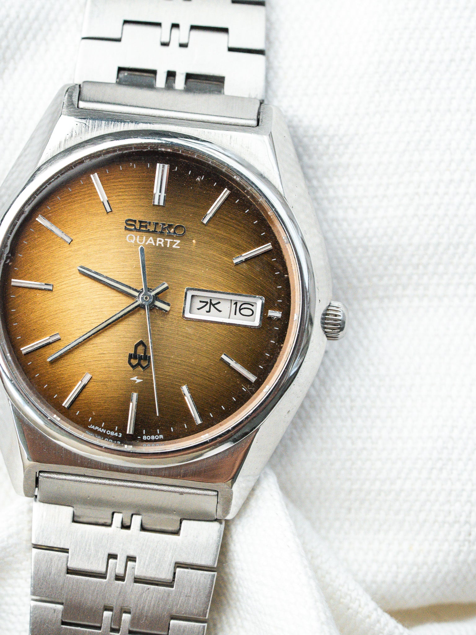 ساعة Seiko فينتاج - بني مشمس كانجي 0843-8080 (1976) 
