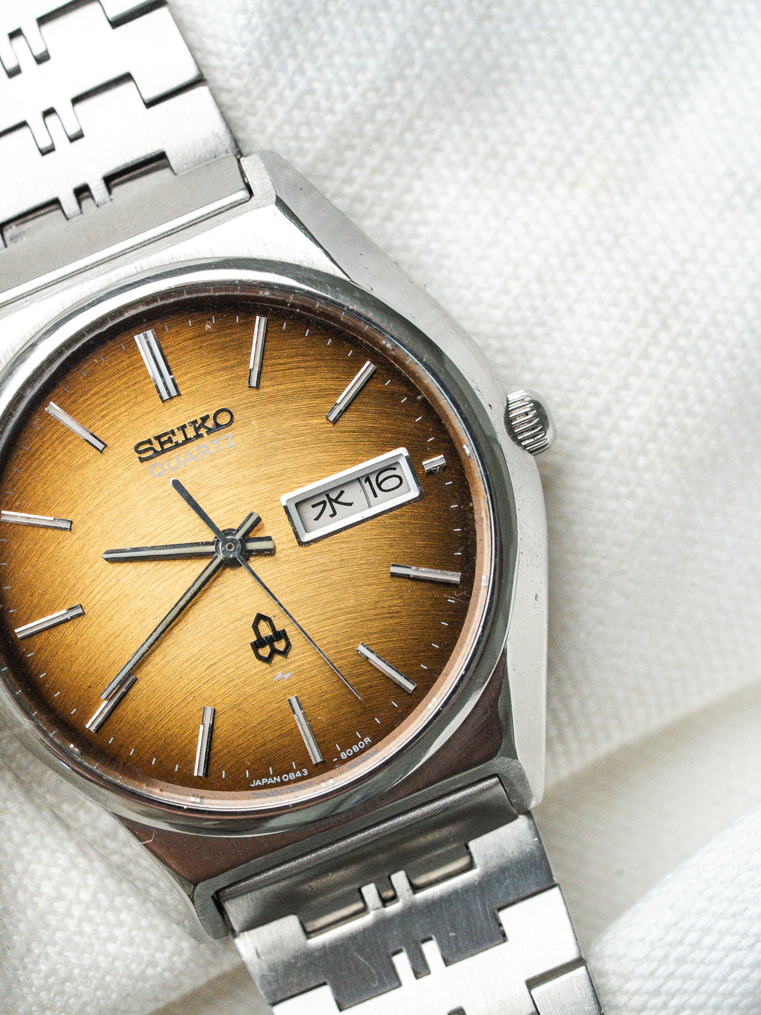 ساعة Seiko فينتاج - بني مشمس كانجي 0843-8080 (1976) 