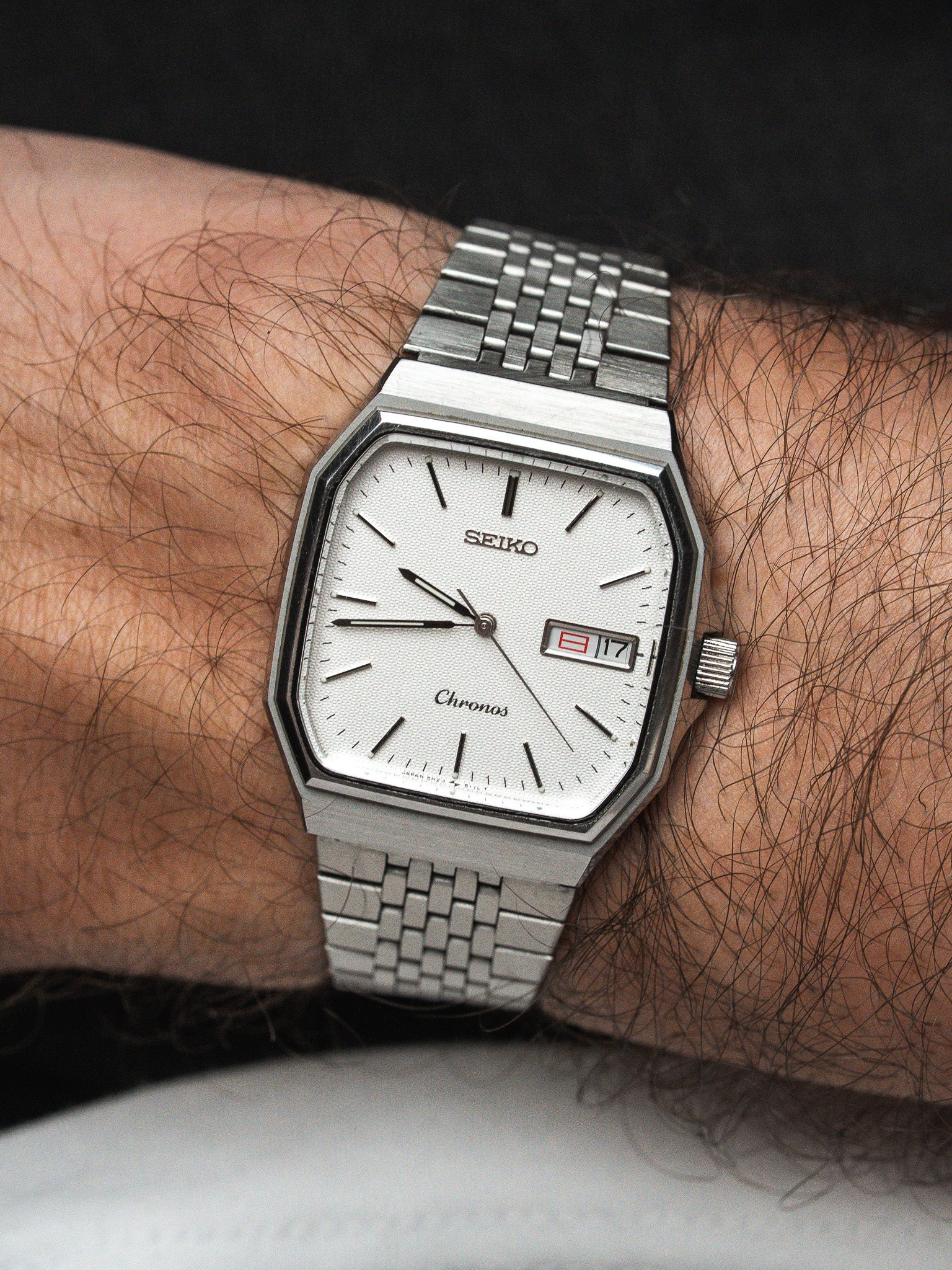 ساعة Seiko Chronos فينتاج 7433-5080 JDM — قرص أبيض كانجي (1985) 