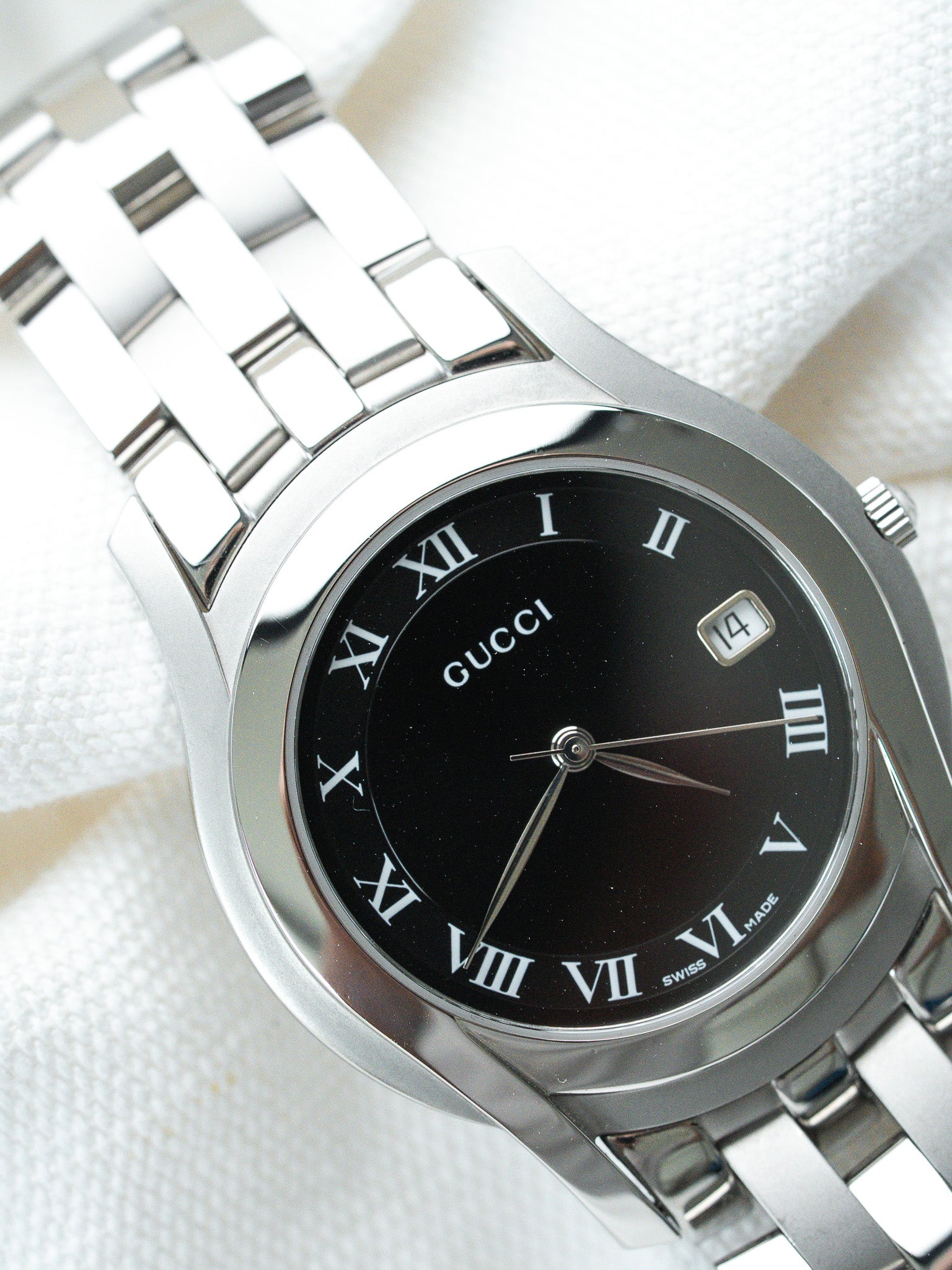 Orologio Gucci - Rotondo Acciaio Nero Indici Romani (Anni 2000) 