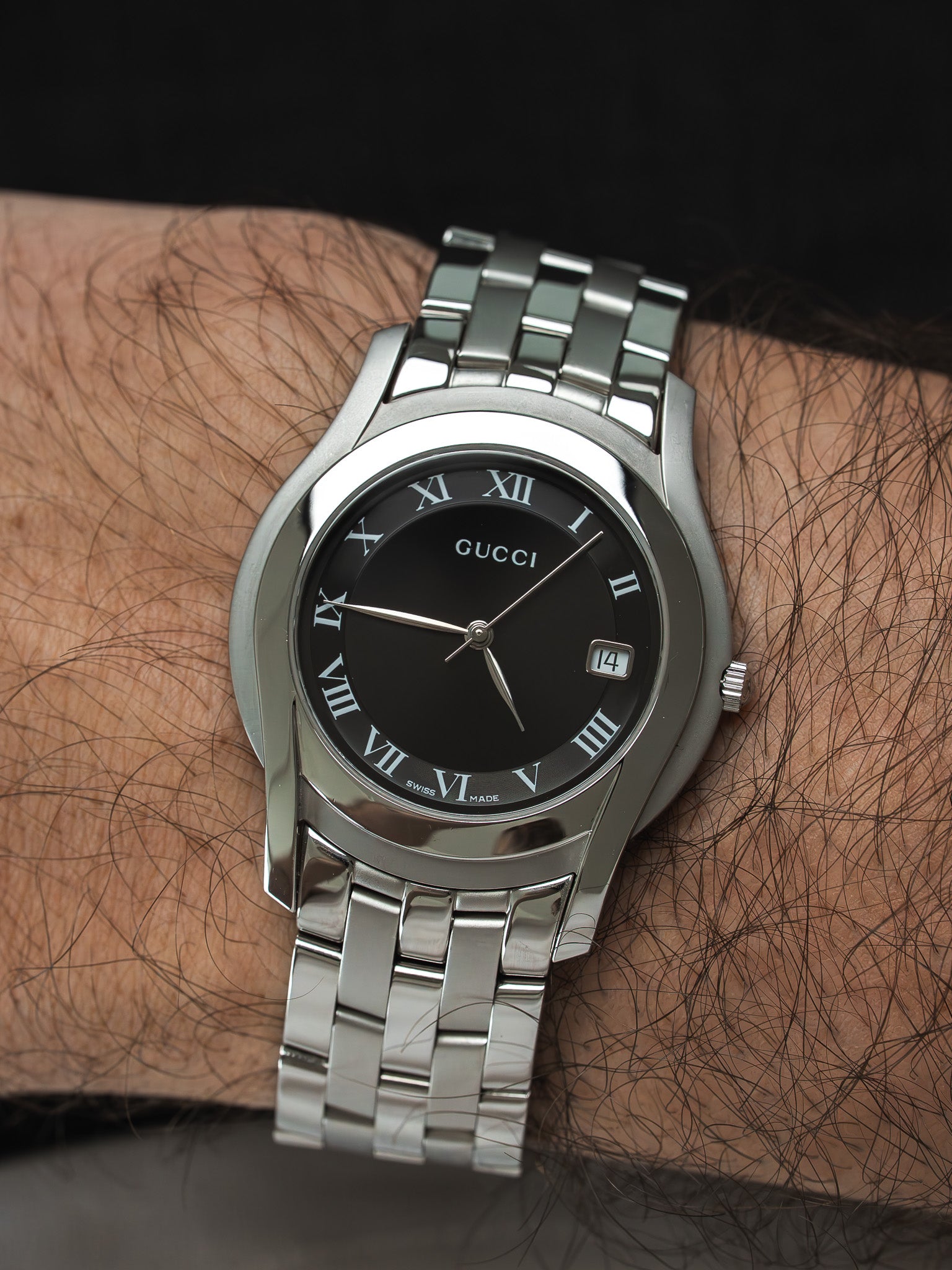 Orologio Gucci - Rotondo Acciaio Nero Indici Romani (Anni 2000) 