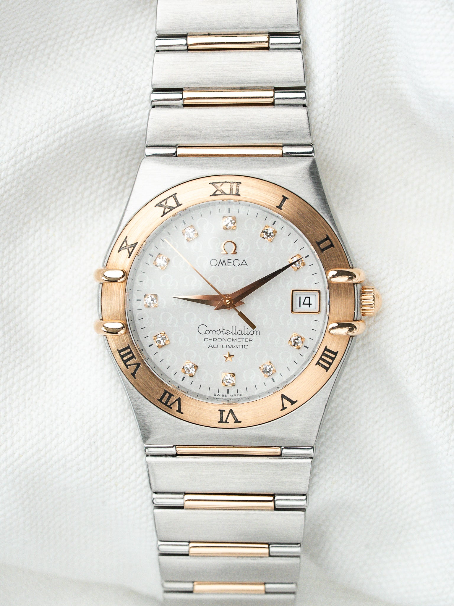 Orologio Omega Constellation 1304.35.00 Acciaio Oro Rosa Diamanti — 50° Anniversario (2002) 