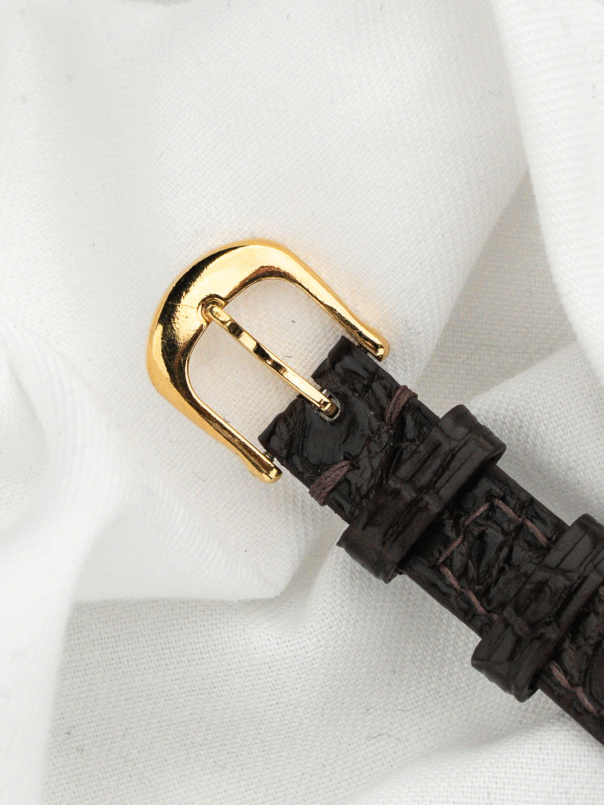Bracelet cuir façon crocodile marron - Montre Seiko Noie 1F21-5B70 - Atelier Victor