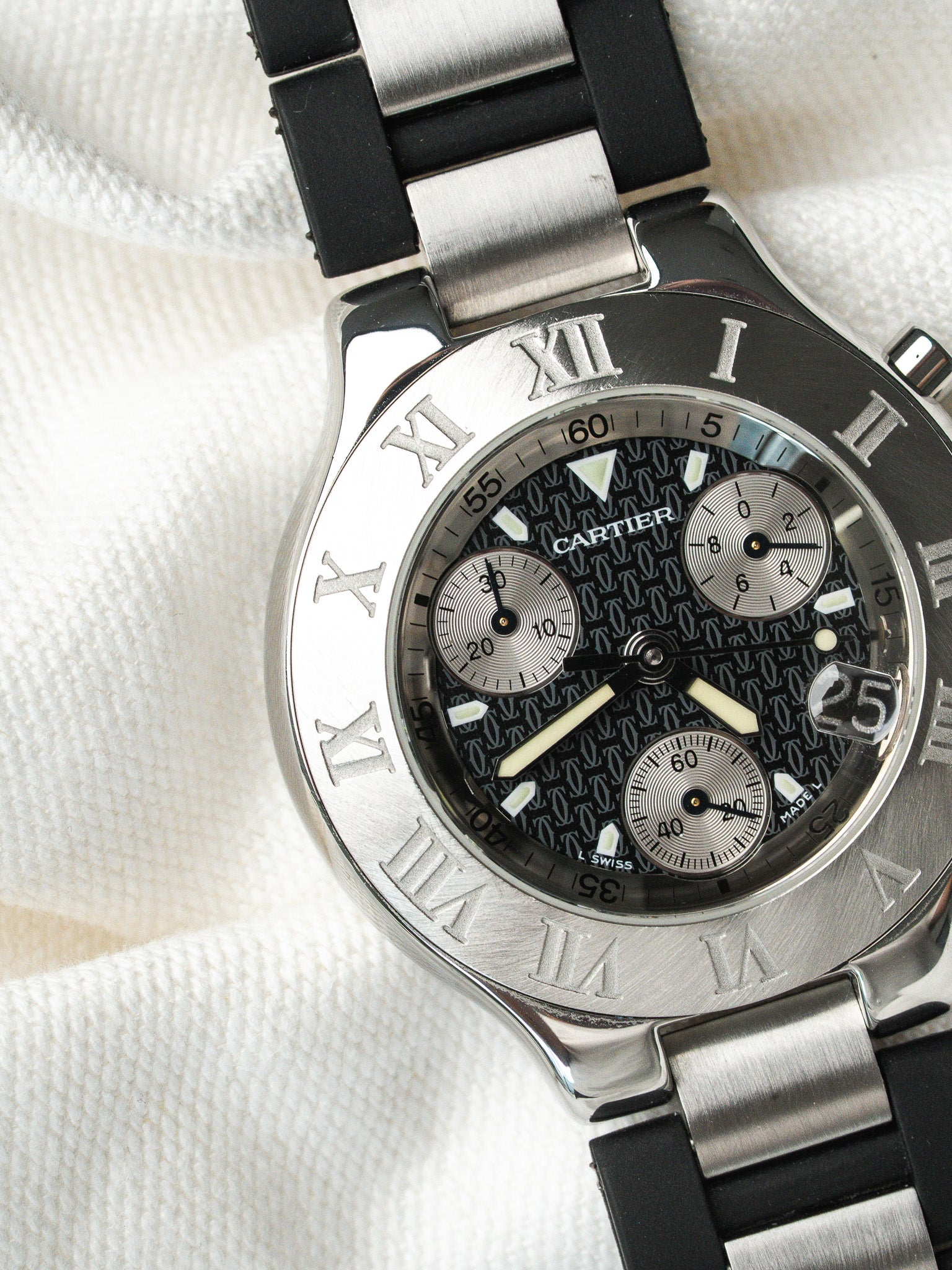 Cartier Chronoscaph 21 不锈钢 2424 — 黑色表盘（2003） 