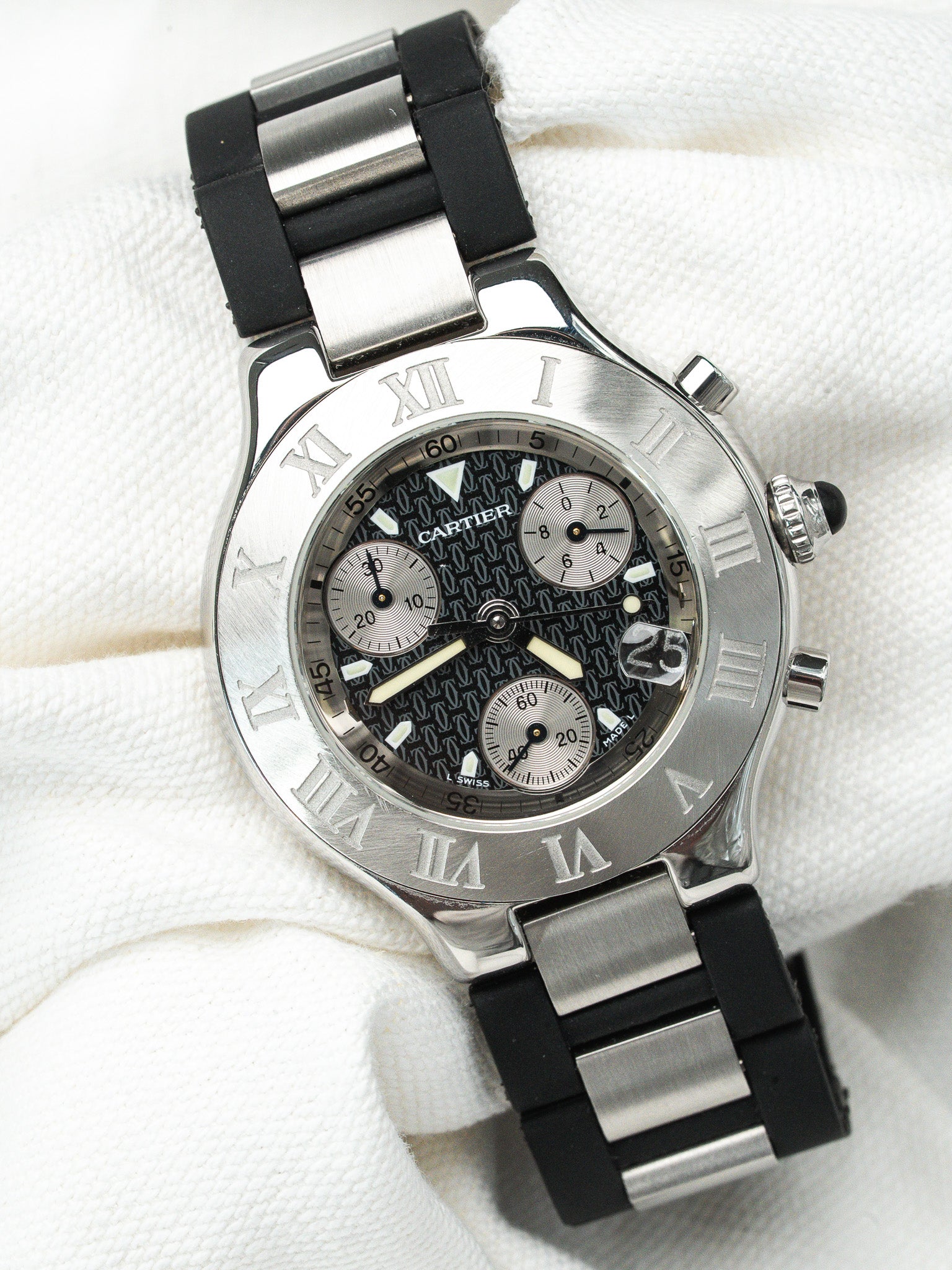 Cartier Chronoscaph 21 不锈钢 2424 — 黑色表盘（2003） 