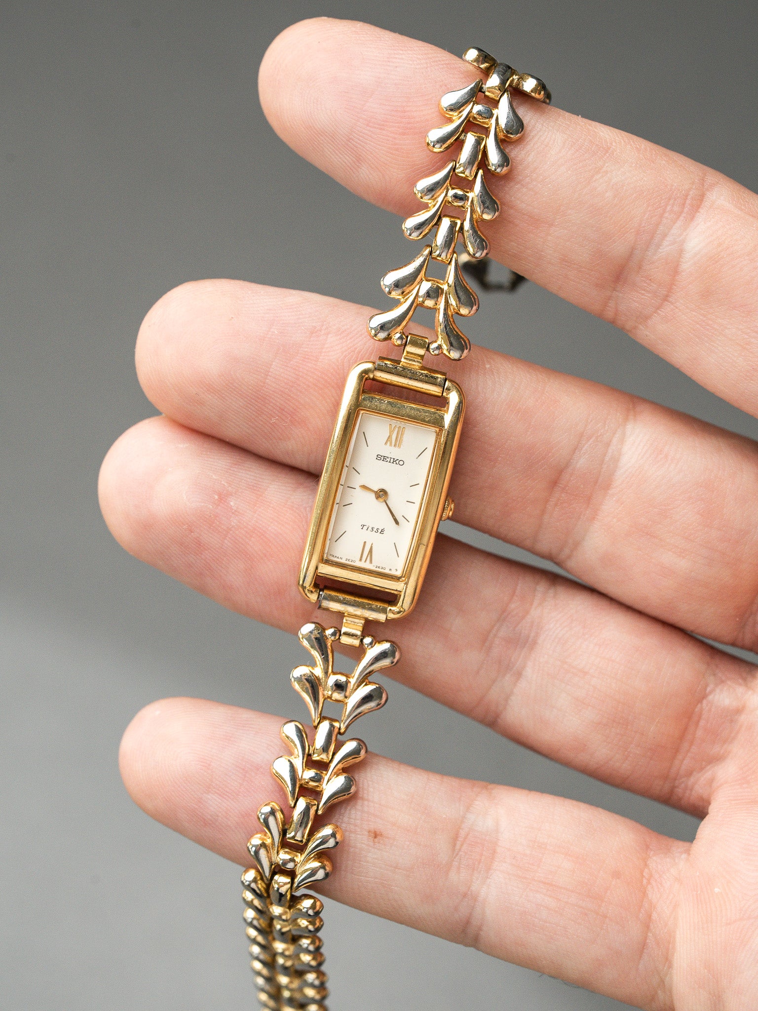 Orologio Seiko Tissé Vintage placcato oro — Tank Art Déco (1995) 