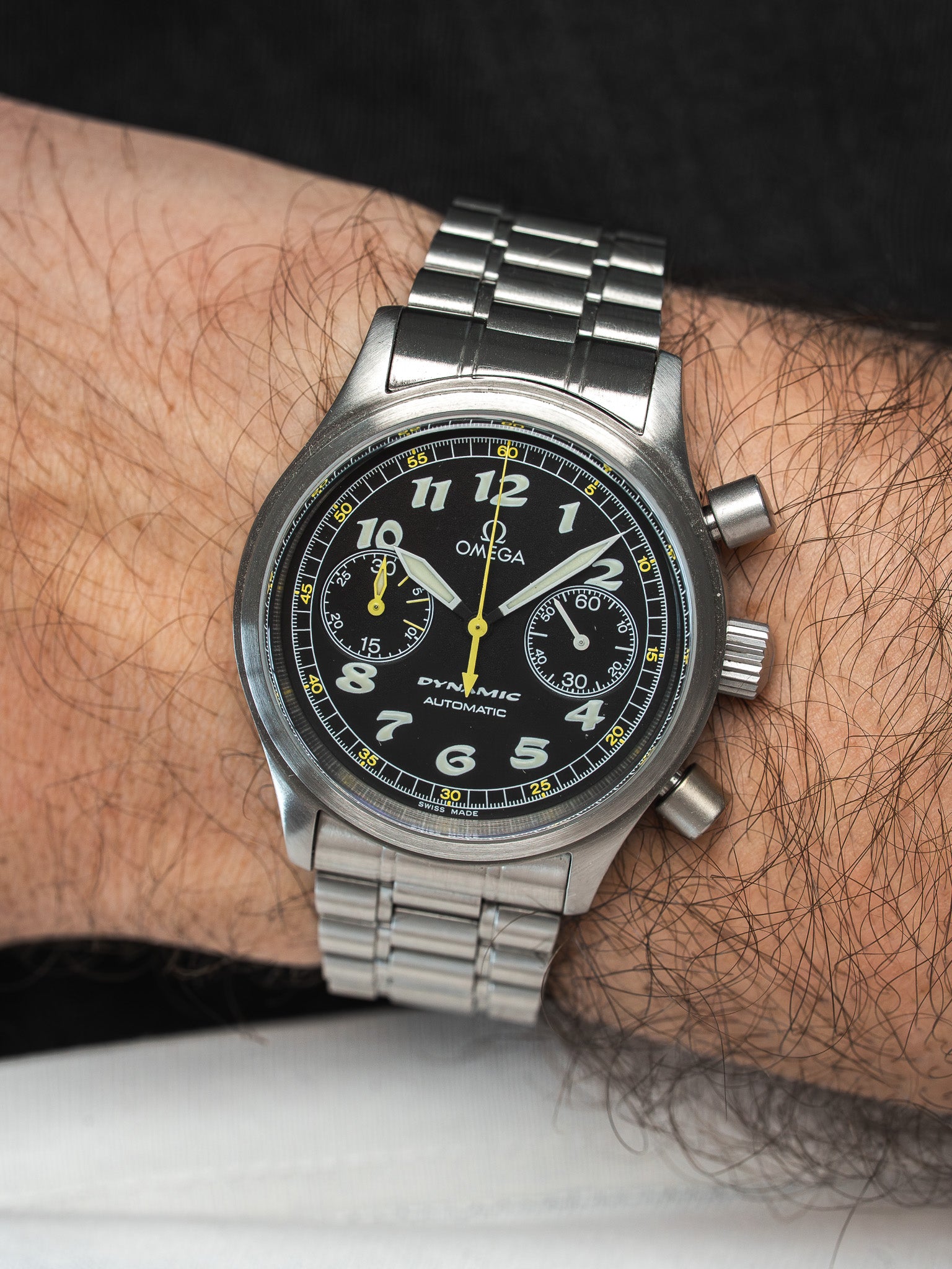 Orologio Omega Dynamic Chronograph 5240.50 — Quadrante Nero Acciaio (1997) 