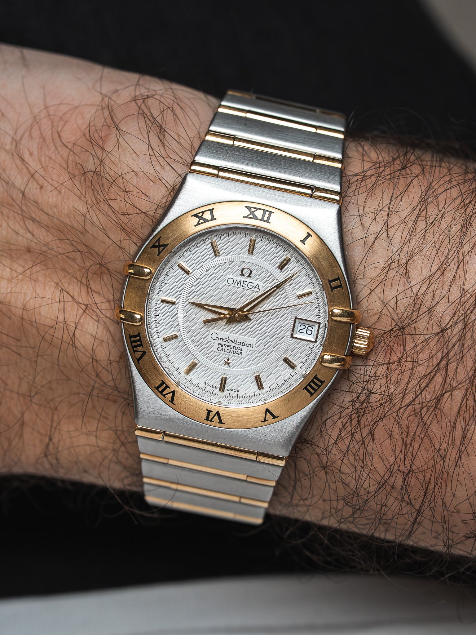 Orologio Omega Constellation Acciaio e oro 18k — Calendario perpetuo 396.1202 (1990s) 