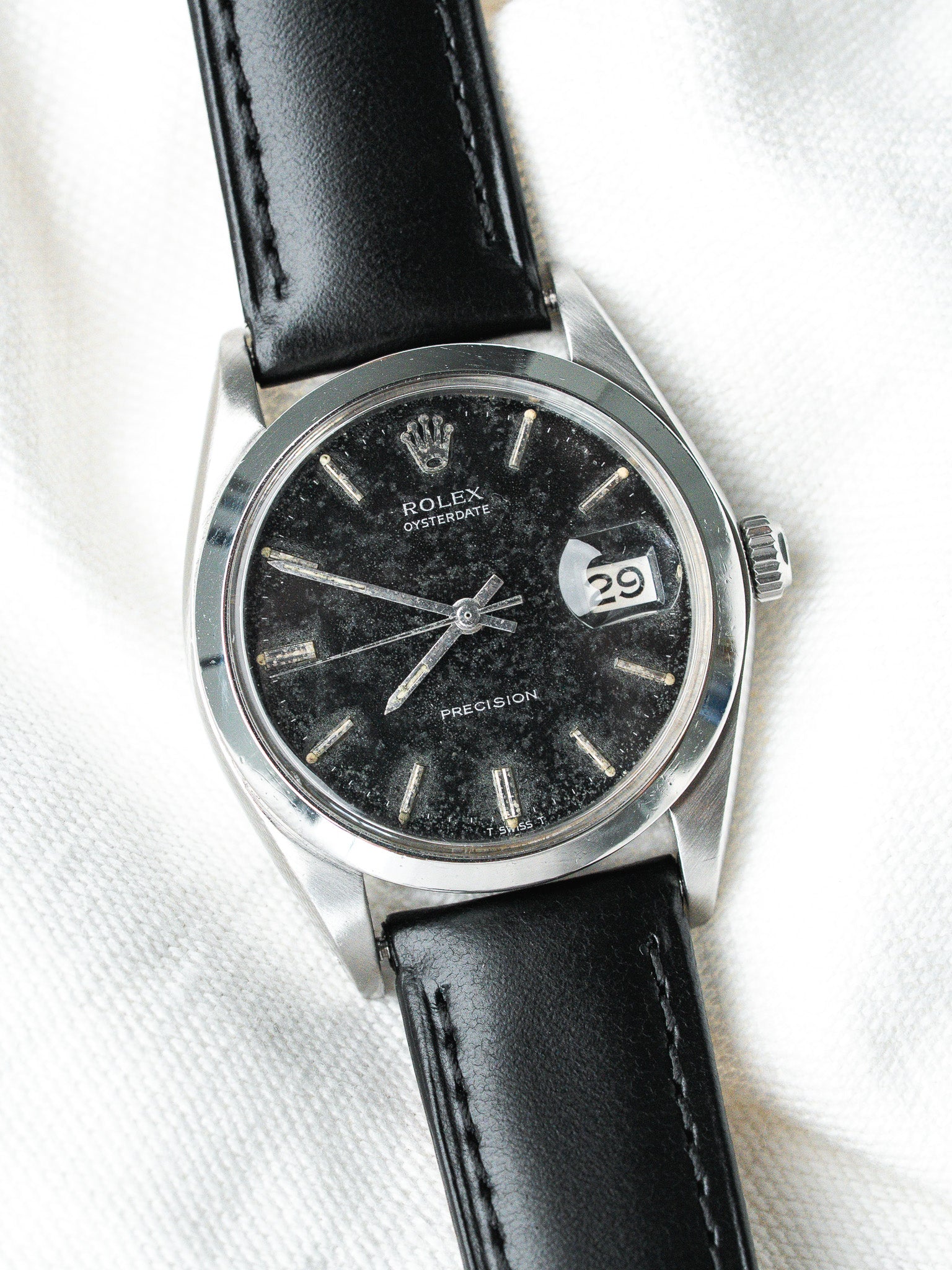 Reloj Vintage Rolex Oysterdate Precision 6694 (1966) – Cadran Noir Patiné & Acier 
