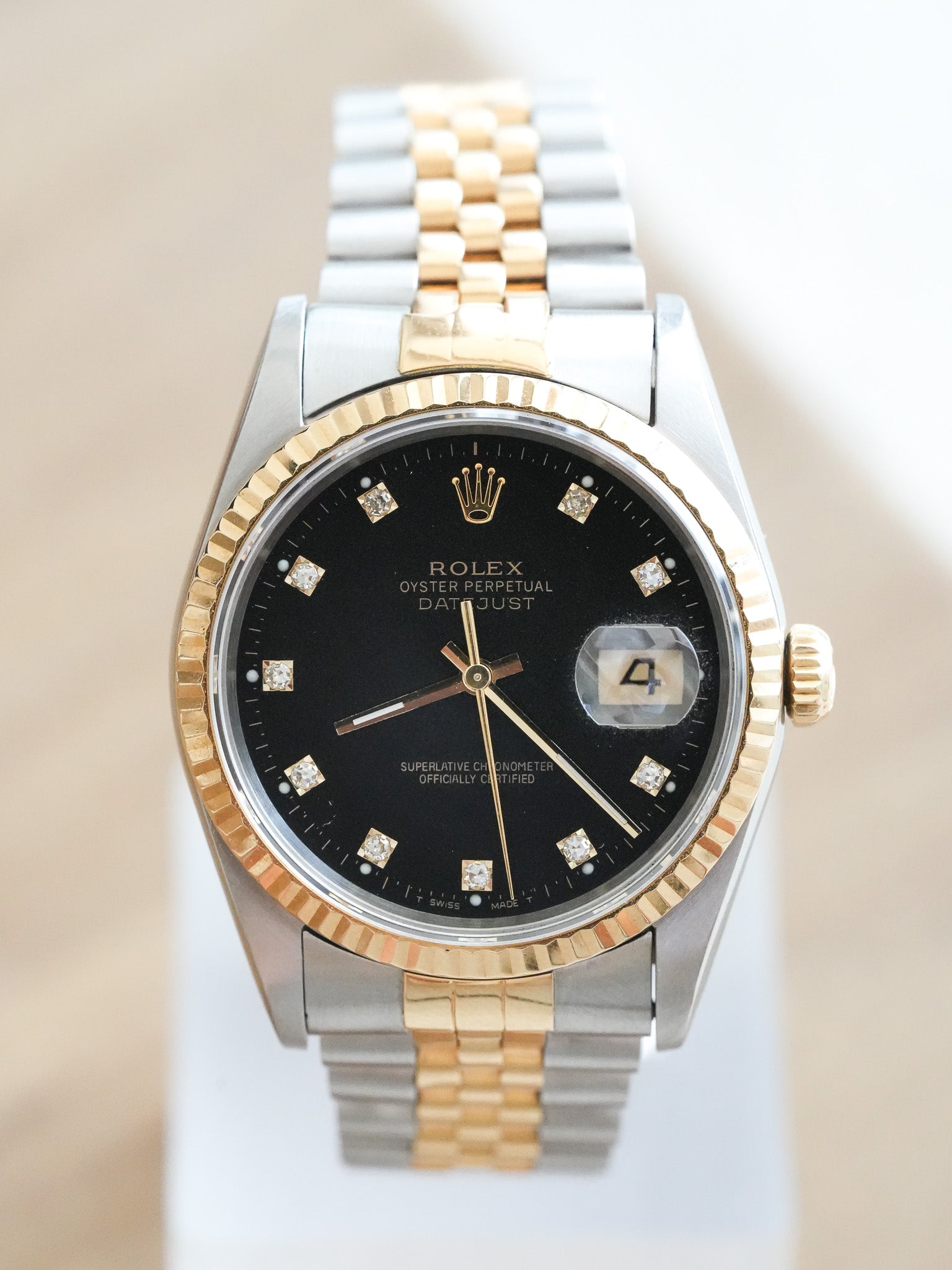 Rolex - Datejust 36mm 16233 Gold Steel Jubilee Black Dial Diamonds - 1991 