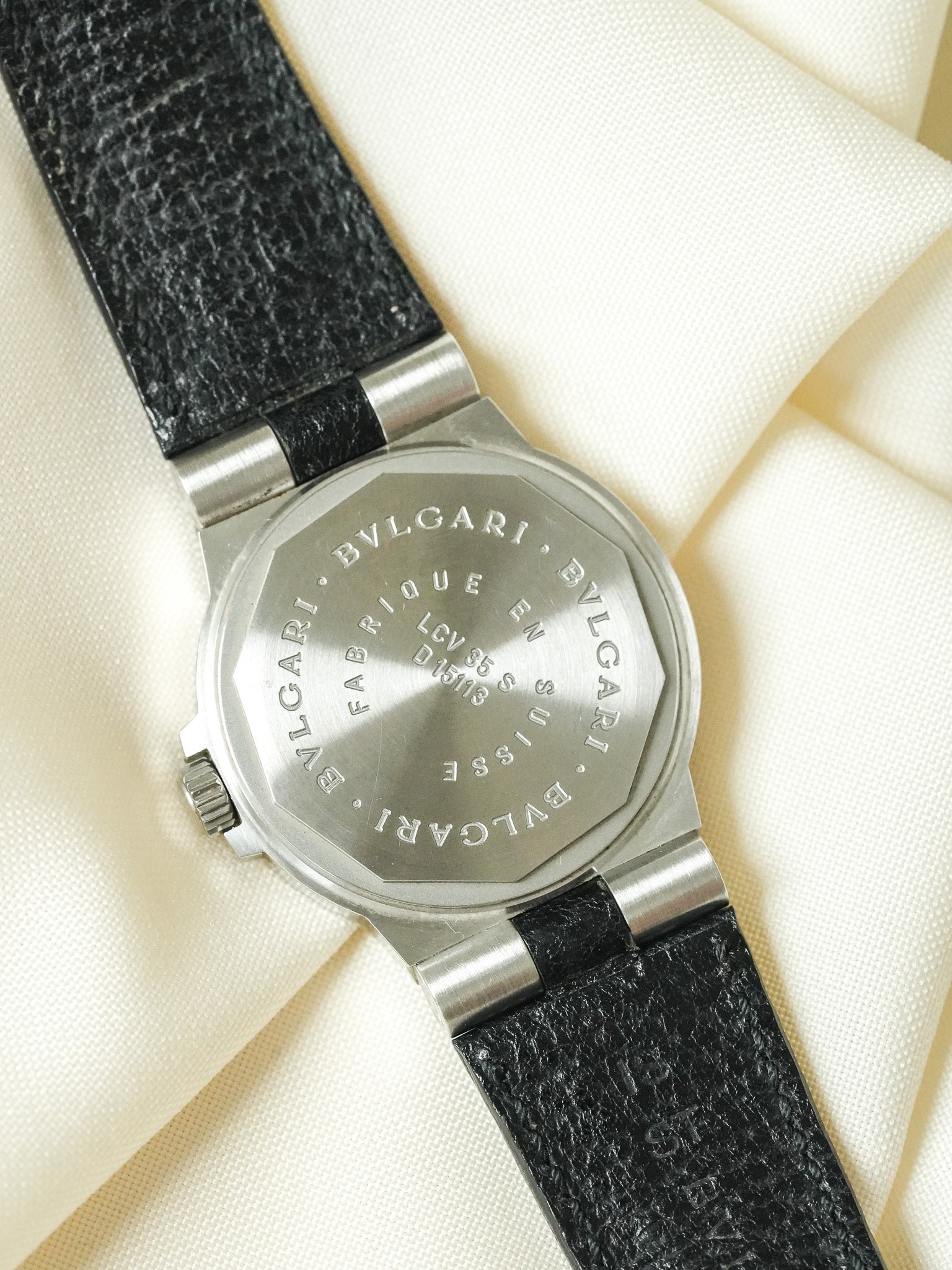 Bvlgari - Diagono LCV35S Cuir automatique cadran blanc - 2000s