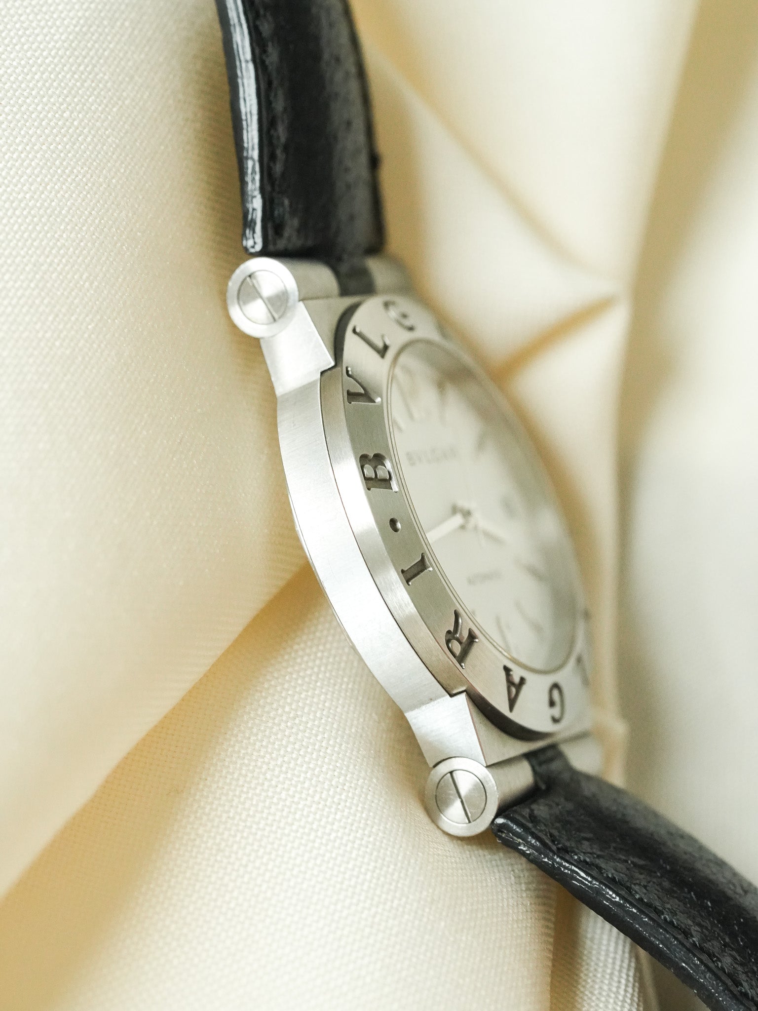 Bvlgari - Diagono LCV35S Cuir automatique cadran blanc - 2000s
