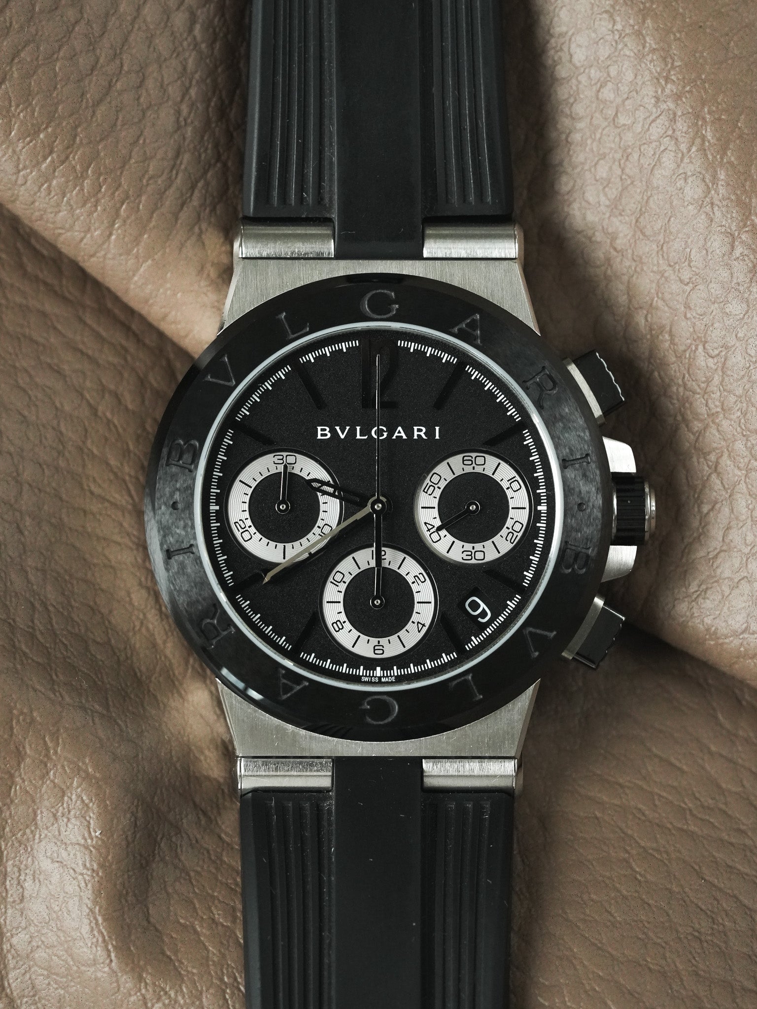 Bvlgari - DG37SCCH Diagono Chronograph Stahl Kautschuk Keramik schwarz - Box & Papiere - 2000er 