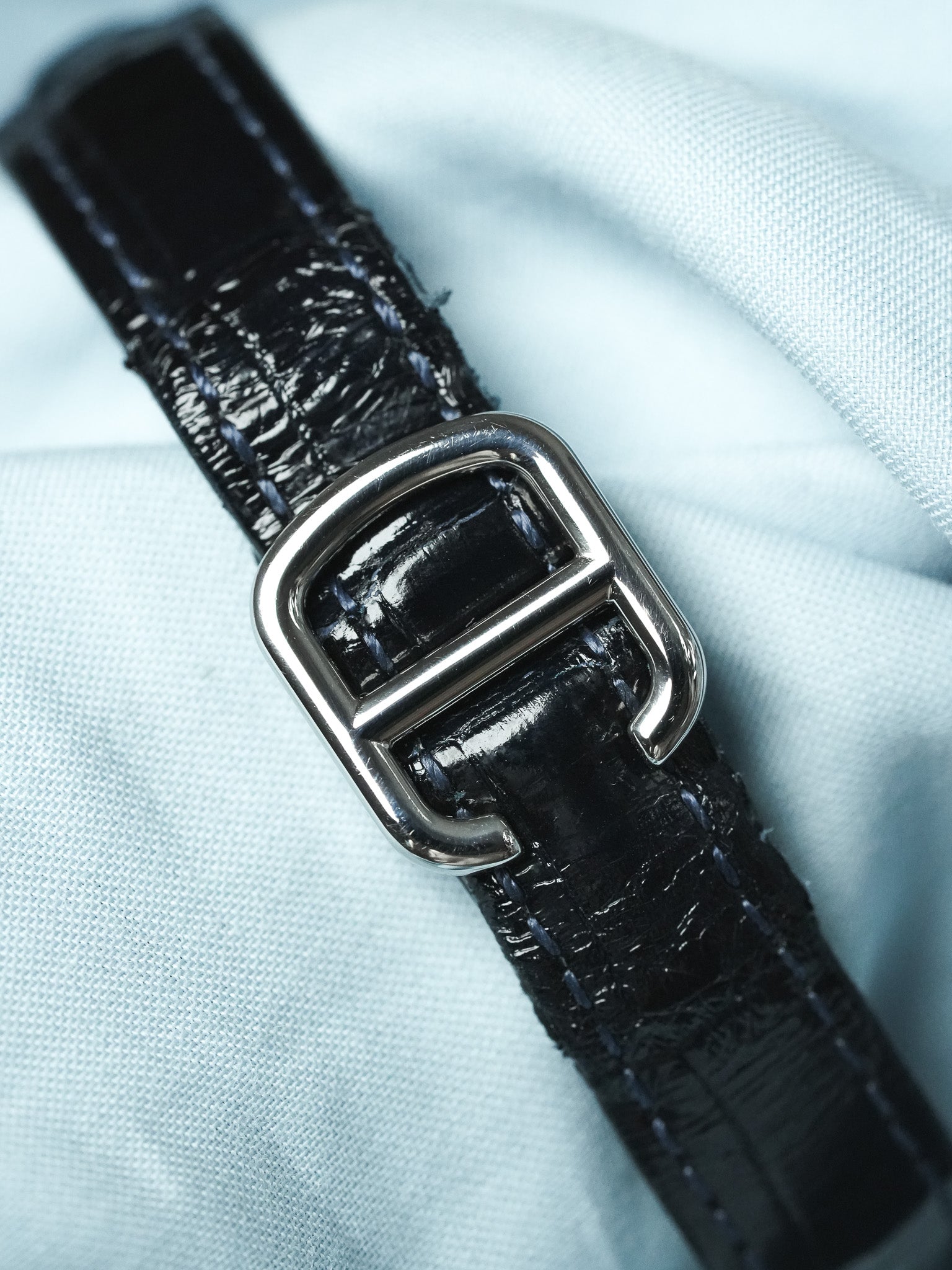 Cartier - Tank Américaine 3970 Acier Quartz Cuir bleu - 2010s