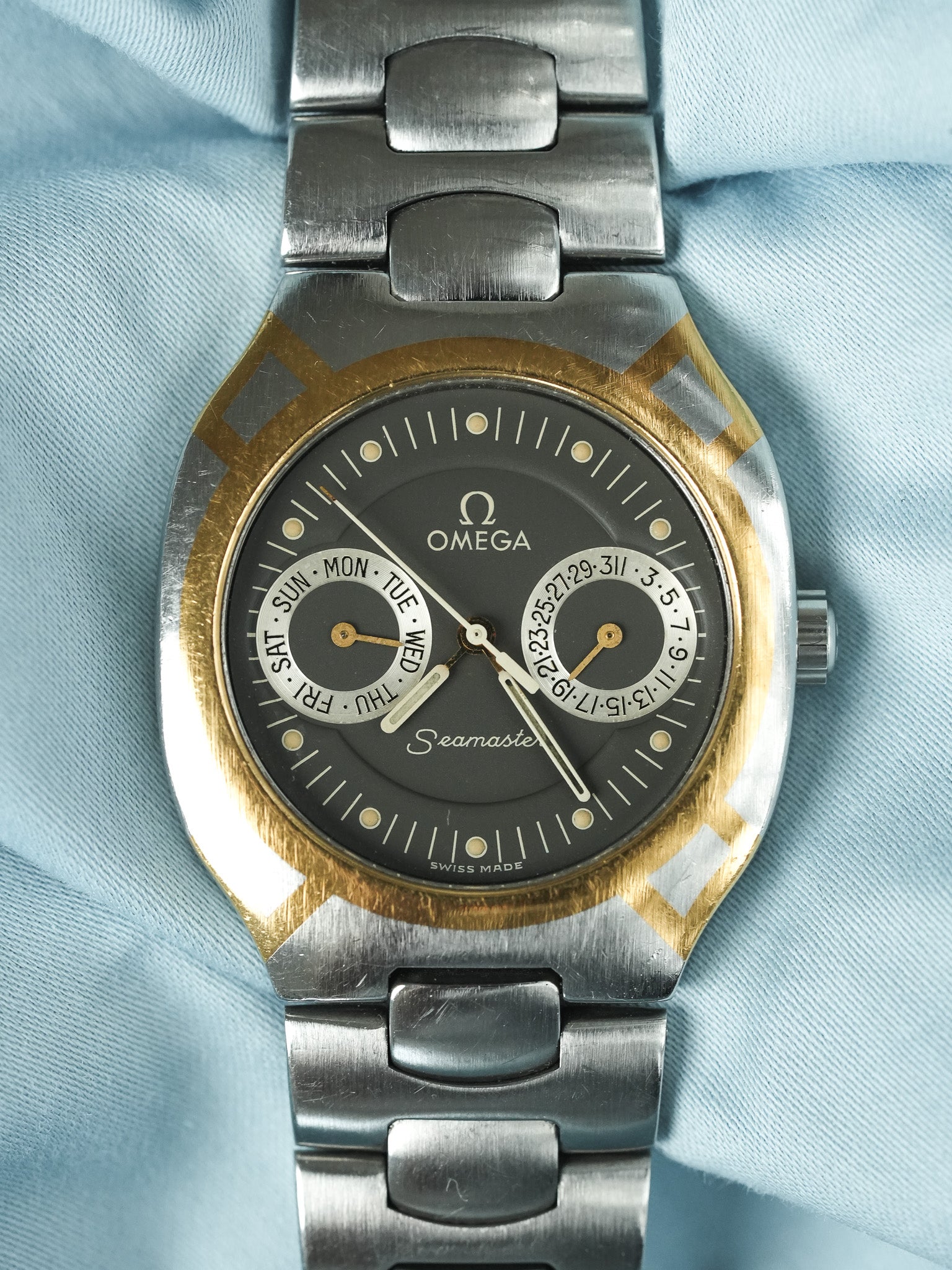 Omega - Seamaster Polaris Daydate Anthracite Or 18k - 1980s